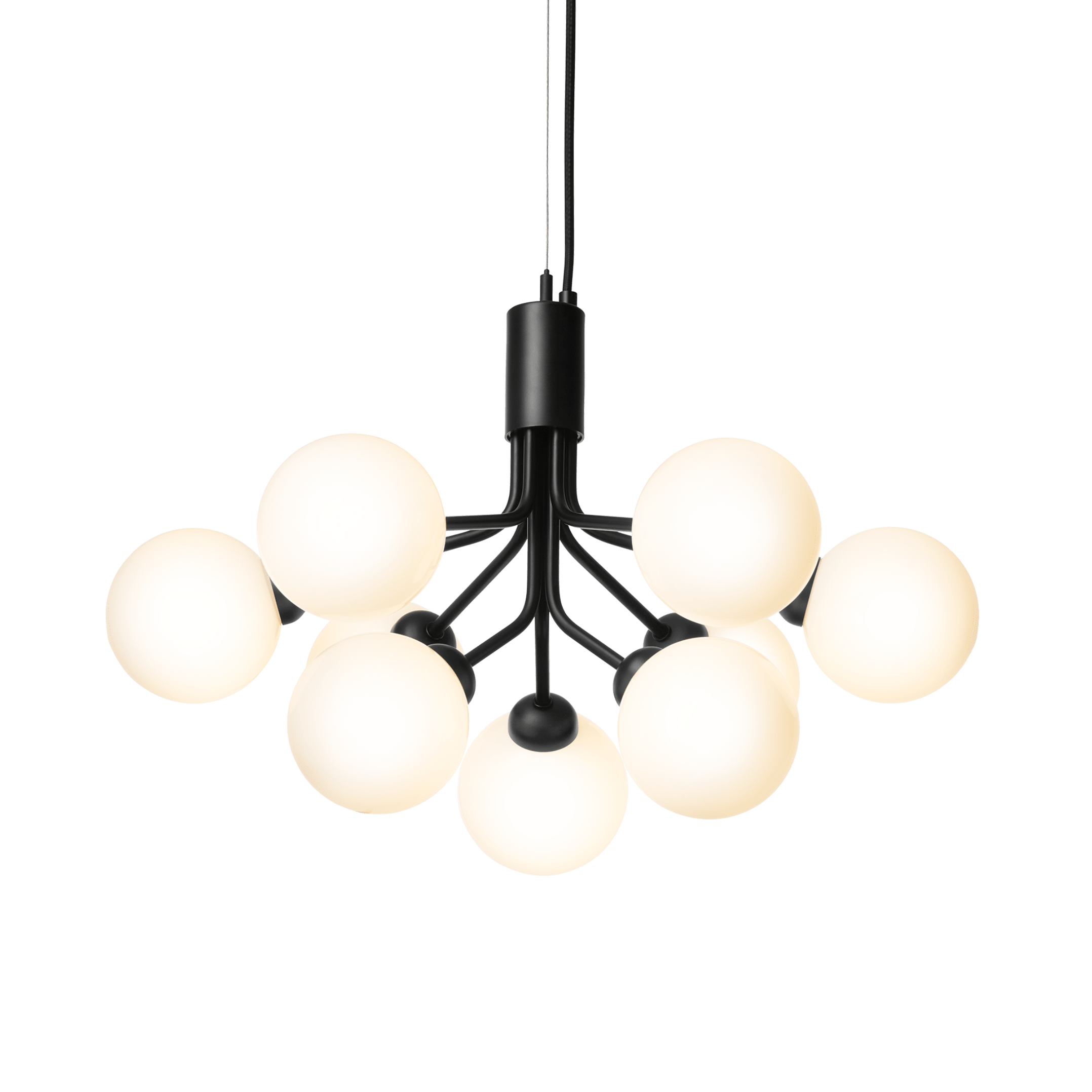 Lampa visící APIALES 9 černá s opálovým sklem