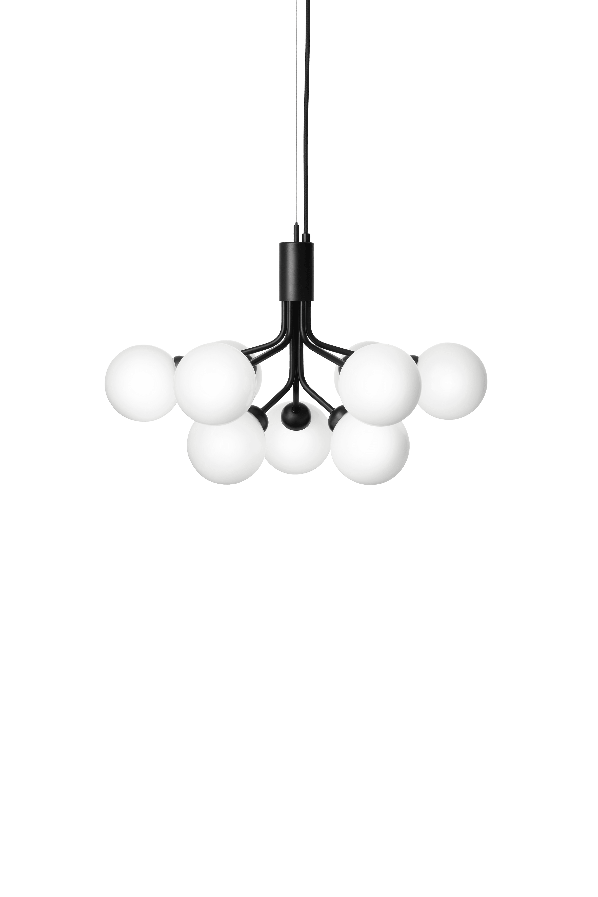 Lampa visící APIALES 9 černá s opálovým sklem