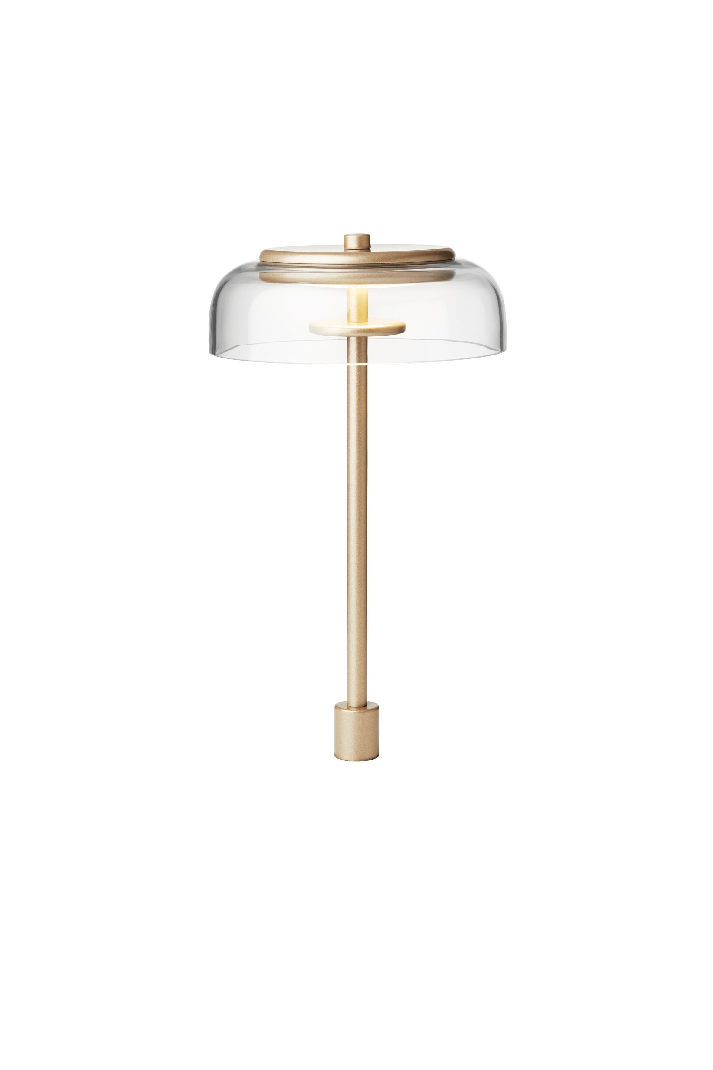 Stolní lampa BLOSSI zlatá s průhledným sklem