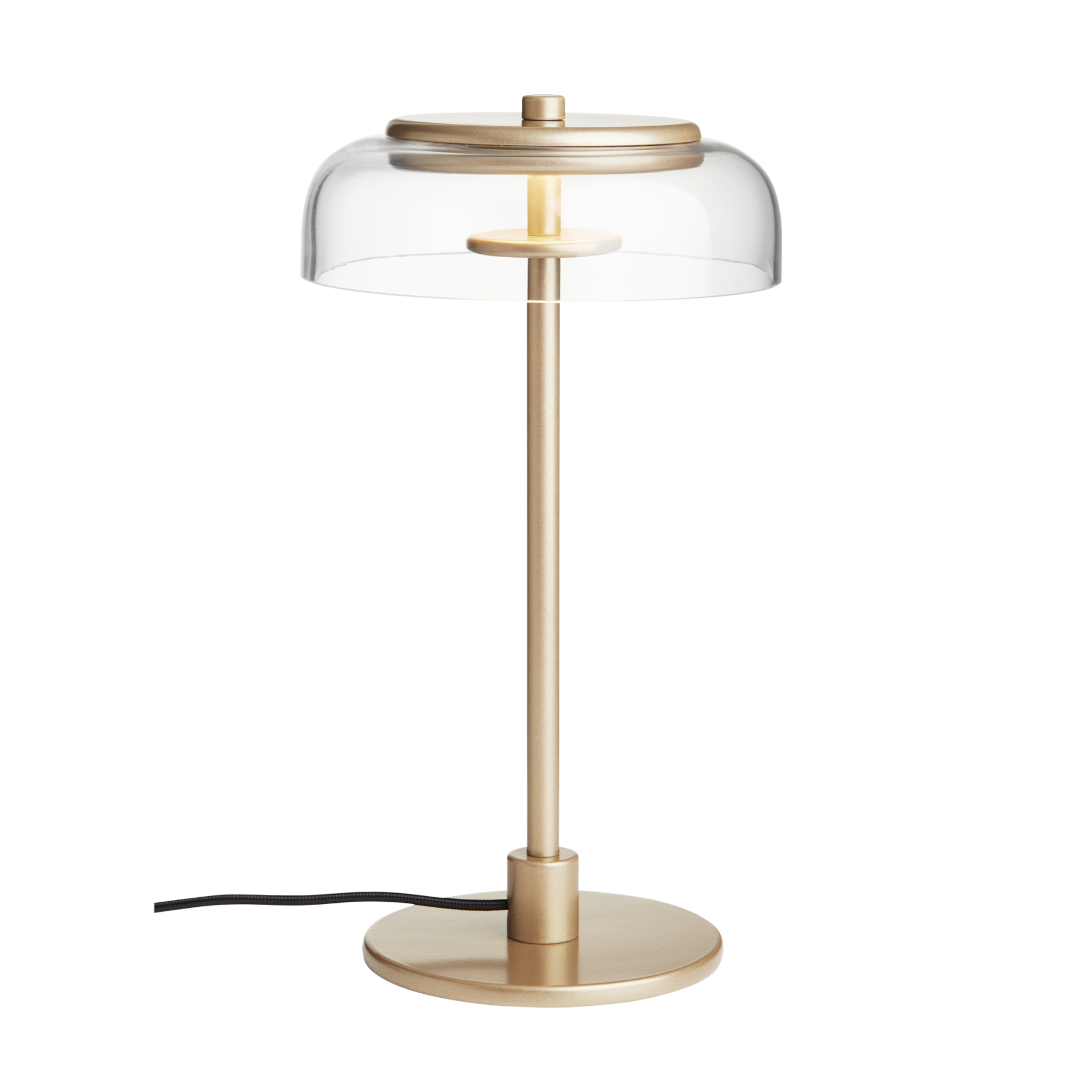 Stolní lampa BLOSSI zlatá s průhledným sklem