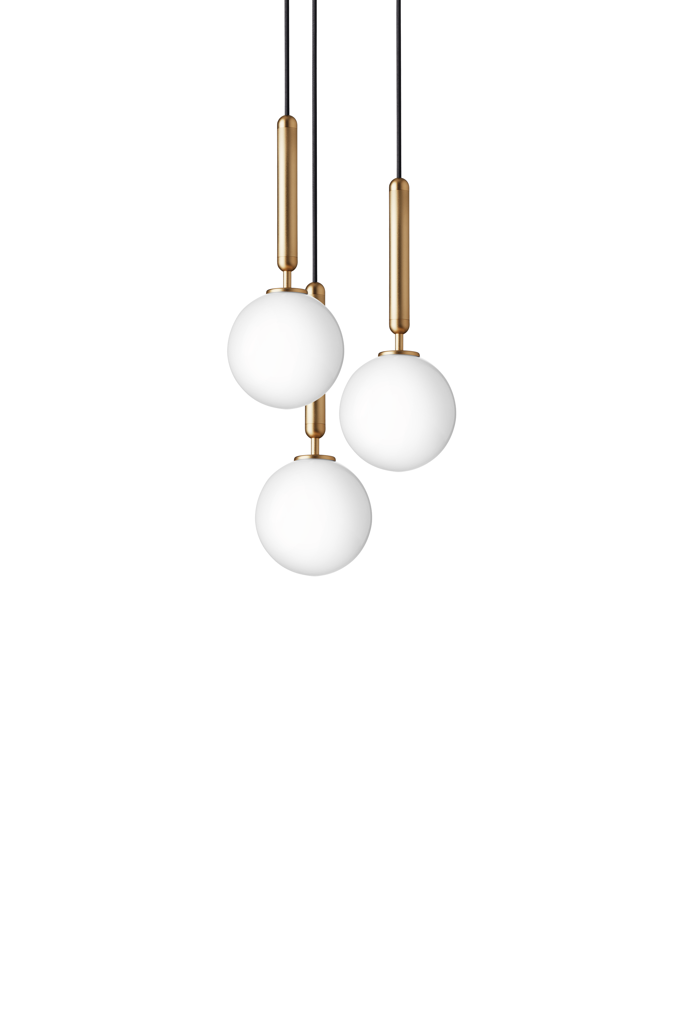Závěsná lampa MIIRA 3 mosazná s opálovým sklem