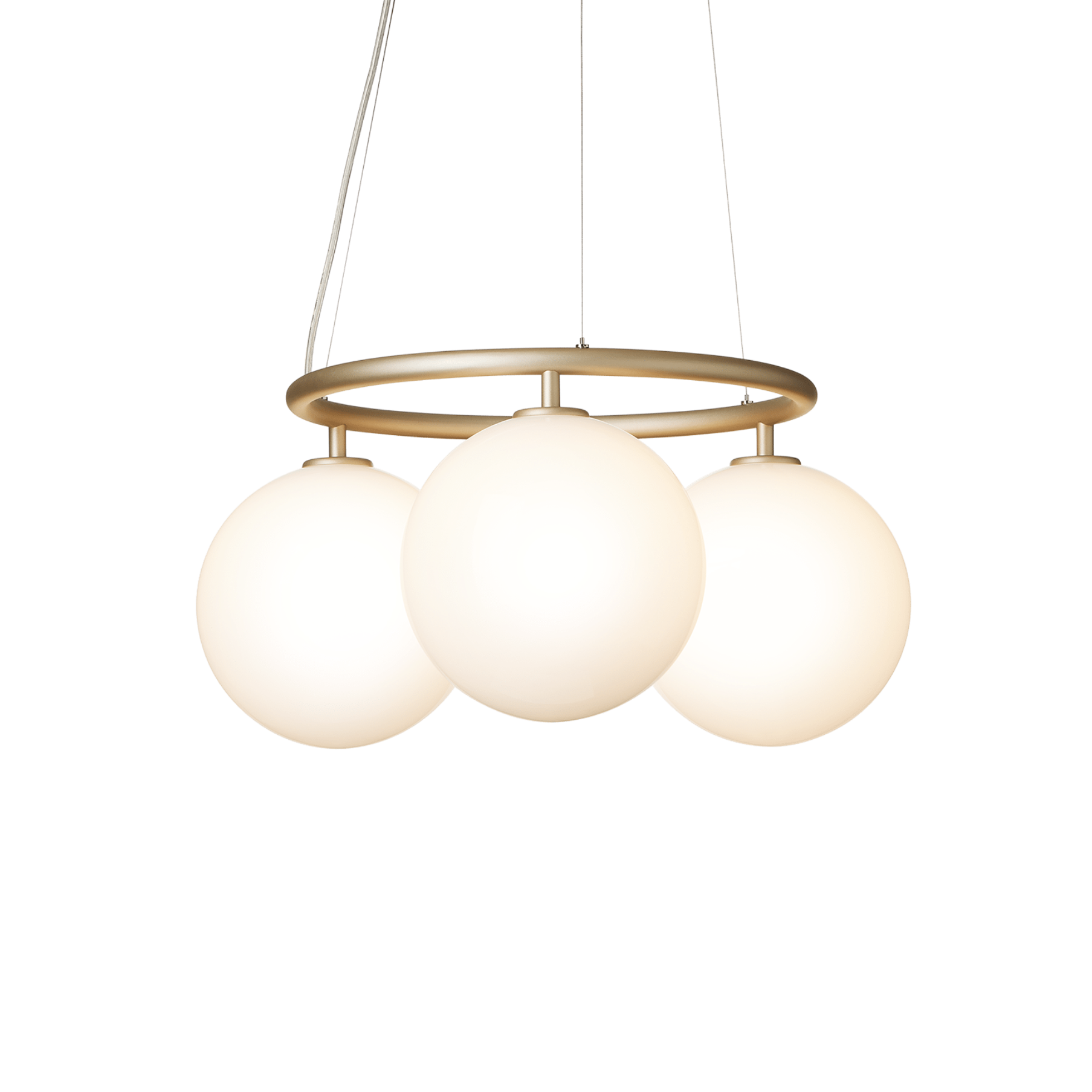 Lampa visící MIIRA 3 CIRCULAR mosazná s opálovým sklem