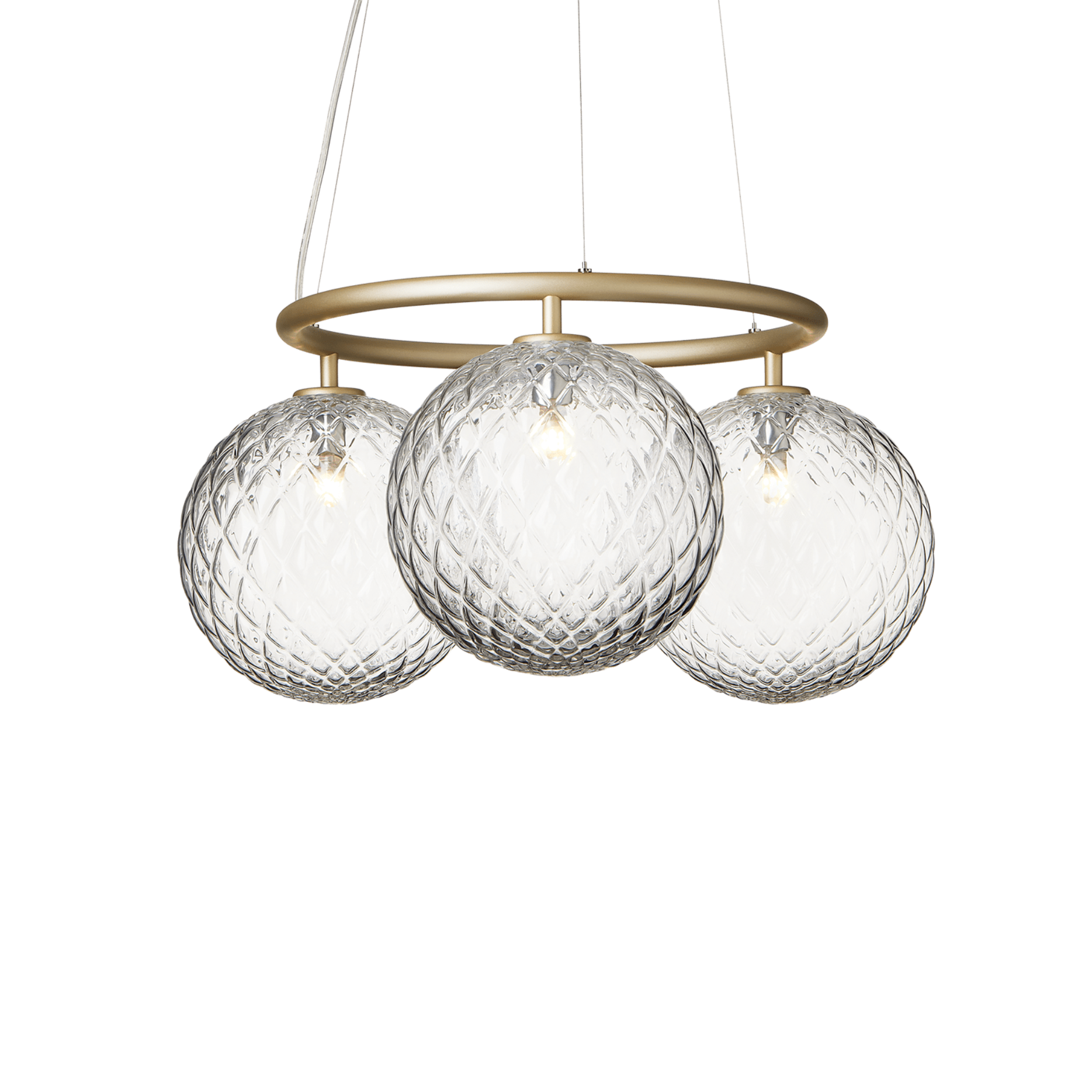 Závěsná lampa MIIRA 3 CIRCULAR mosazná s transparentním sklem