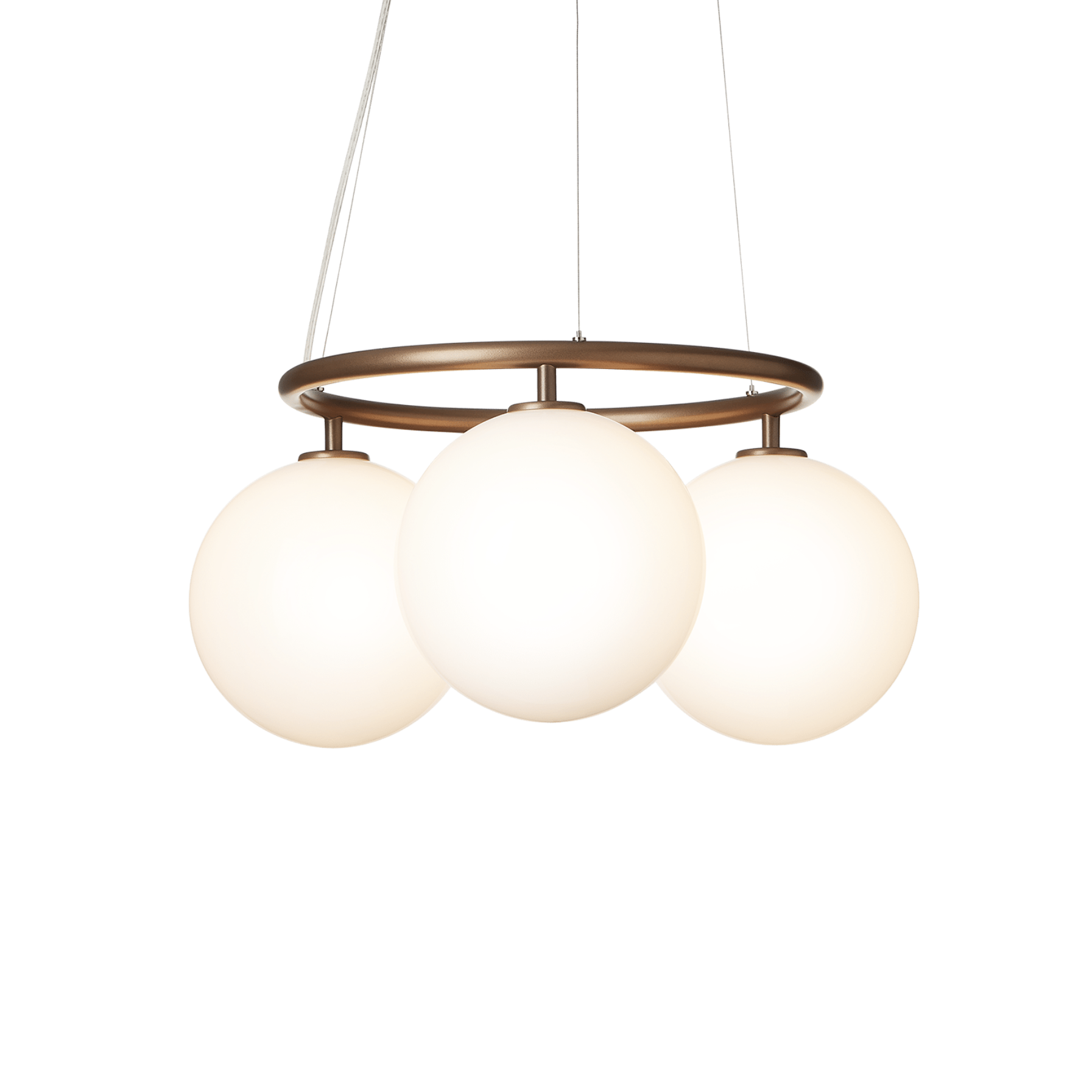 Závěsná lampa MIIRA 3 CIRCULAR tmavě hnědá s opálovým sklem
