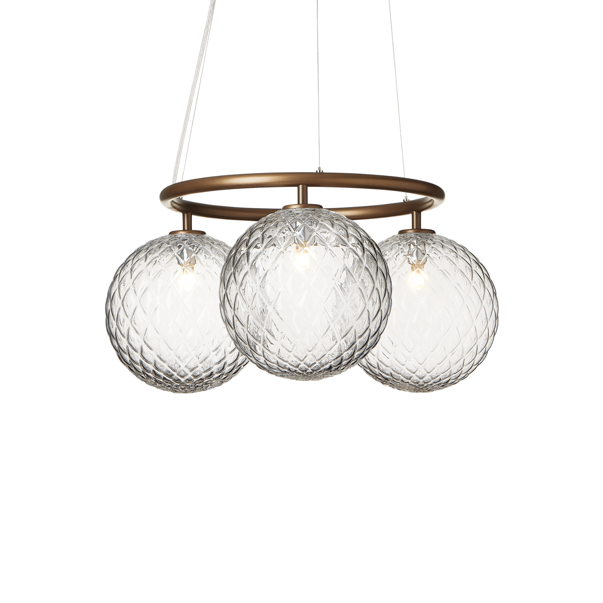 Závěsná lampa MIIRA 3 CIRCULAR tmavě hnědá s průhledným sklem