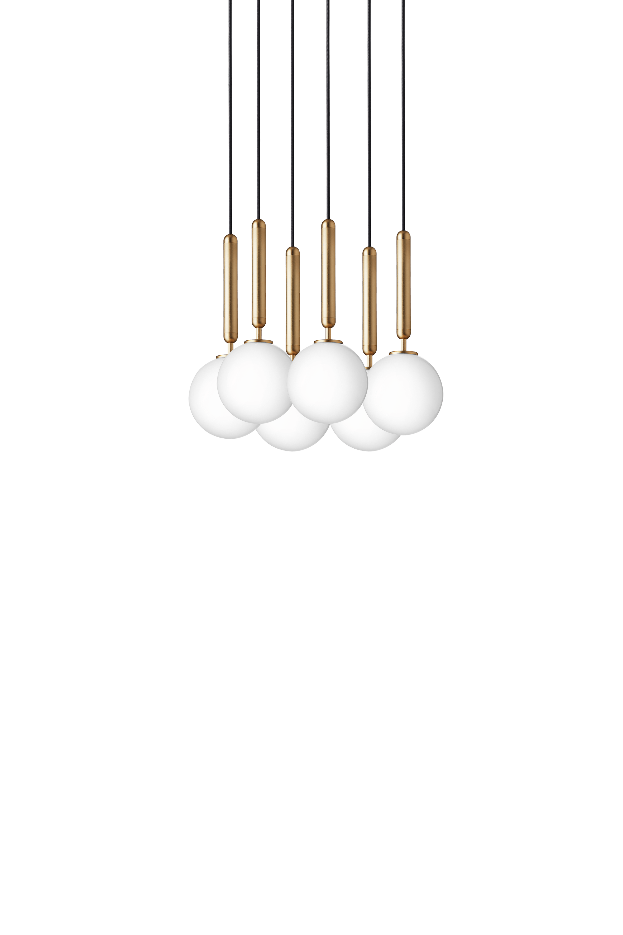 Lampa visící MIIRA 6 mosazná s opálovým sklem