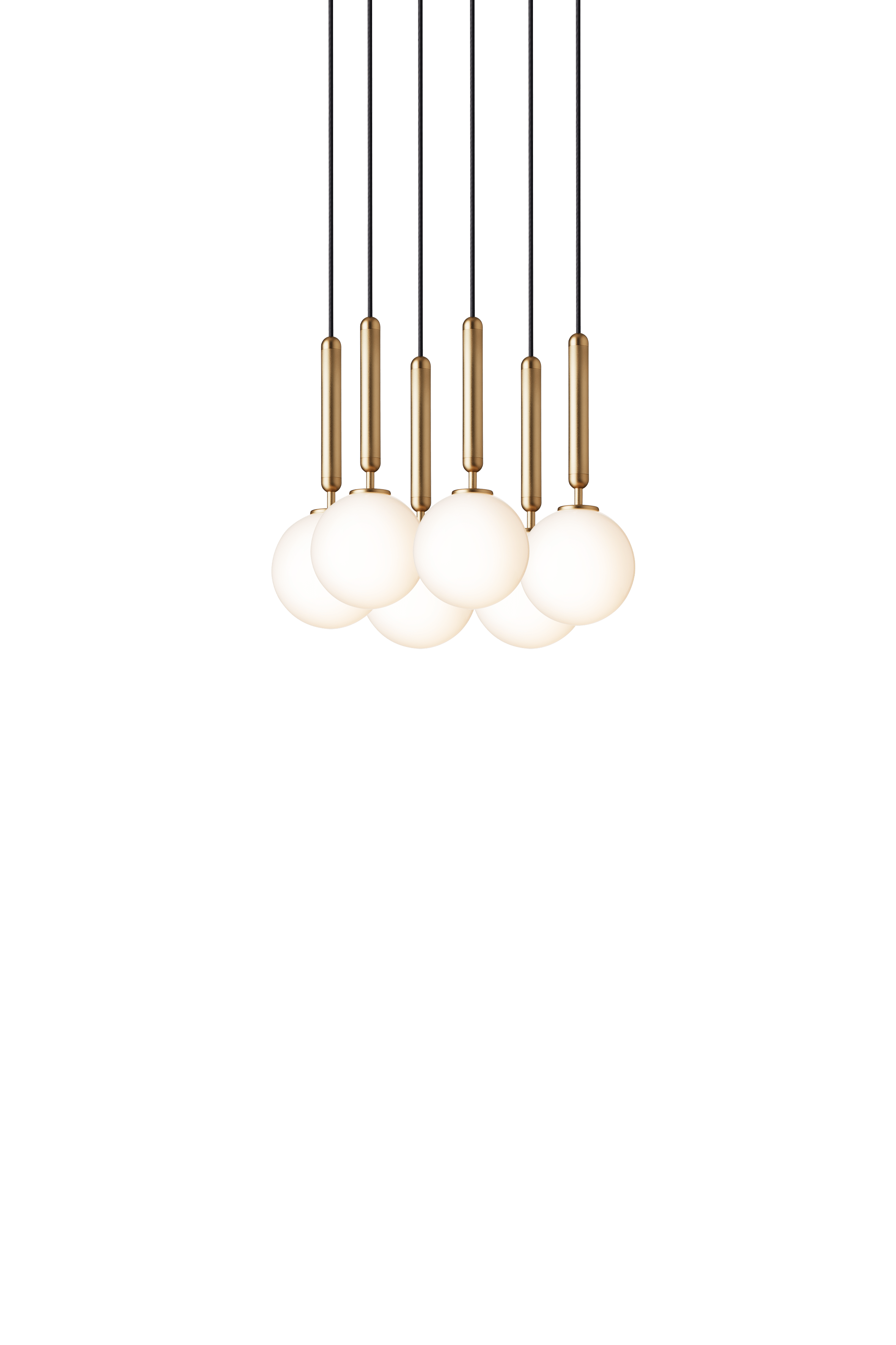 Lampa visící MIIRA 6 mosazná s opálovým sklem