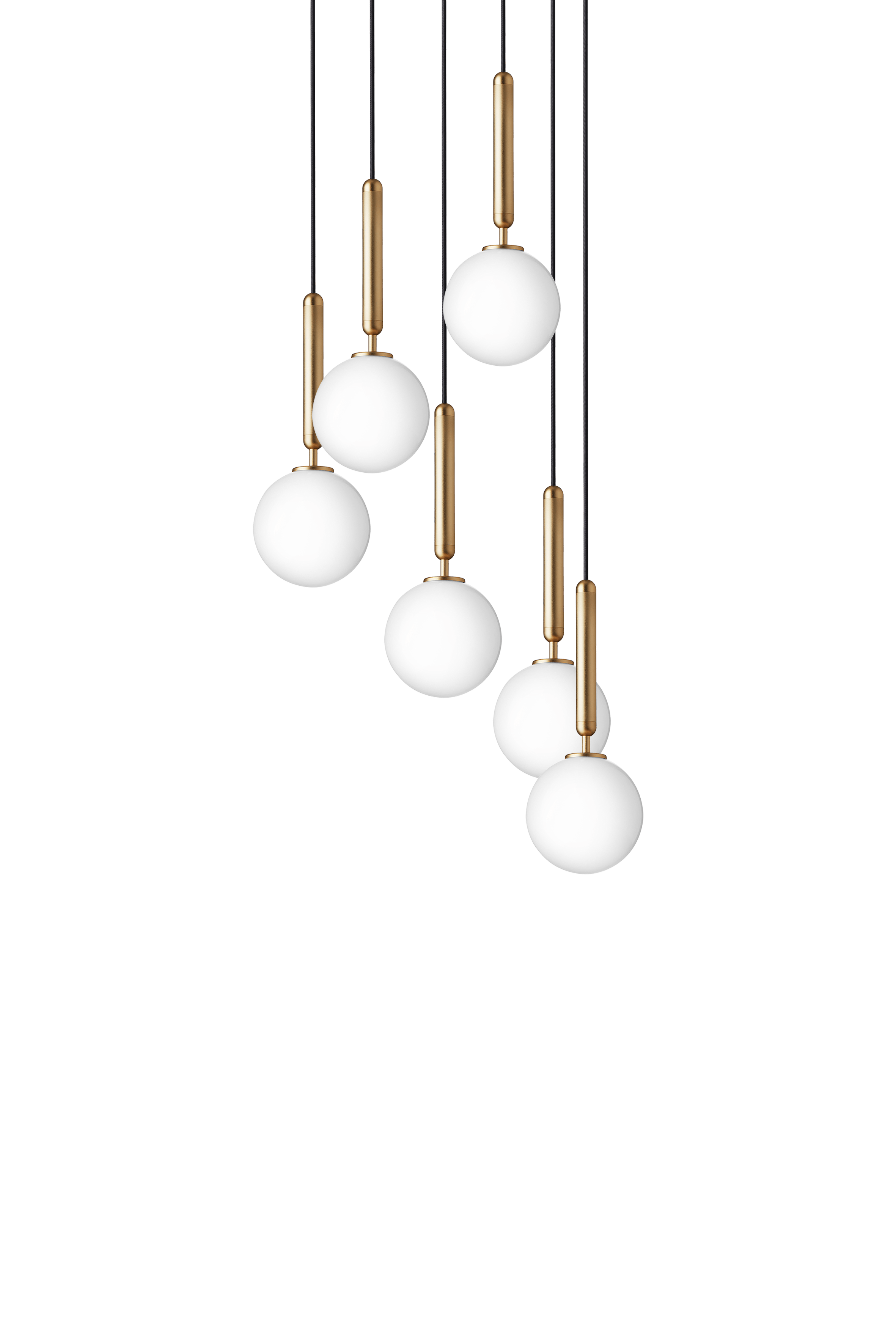 Lampa visící MIIRA 6 mosazná s opálovým sklem
