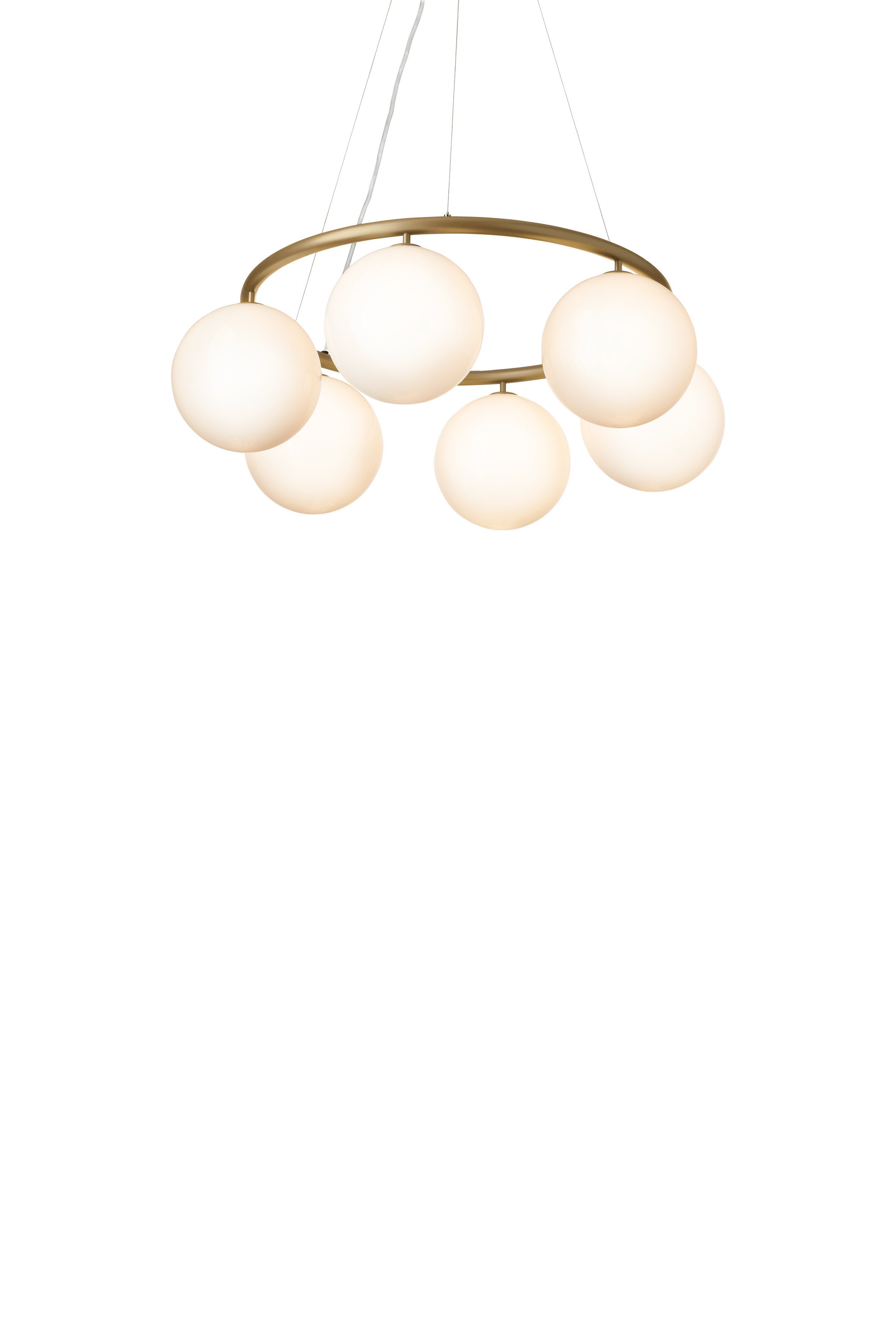 Závěsná lampa MIIRA 6 CIRCULAR mosazná s opálovým sklem