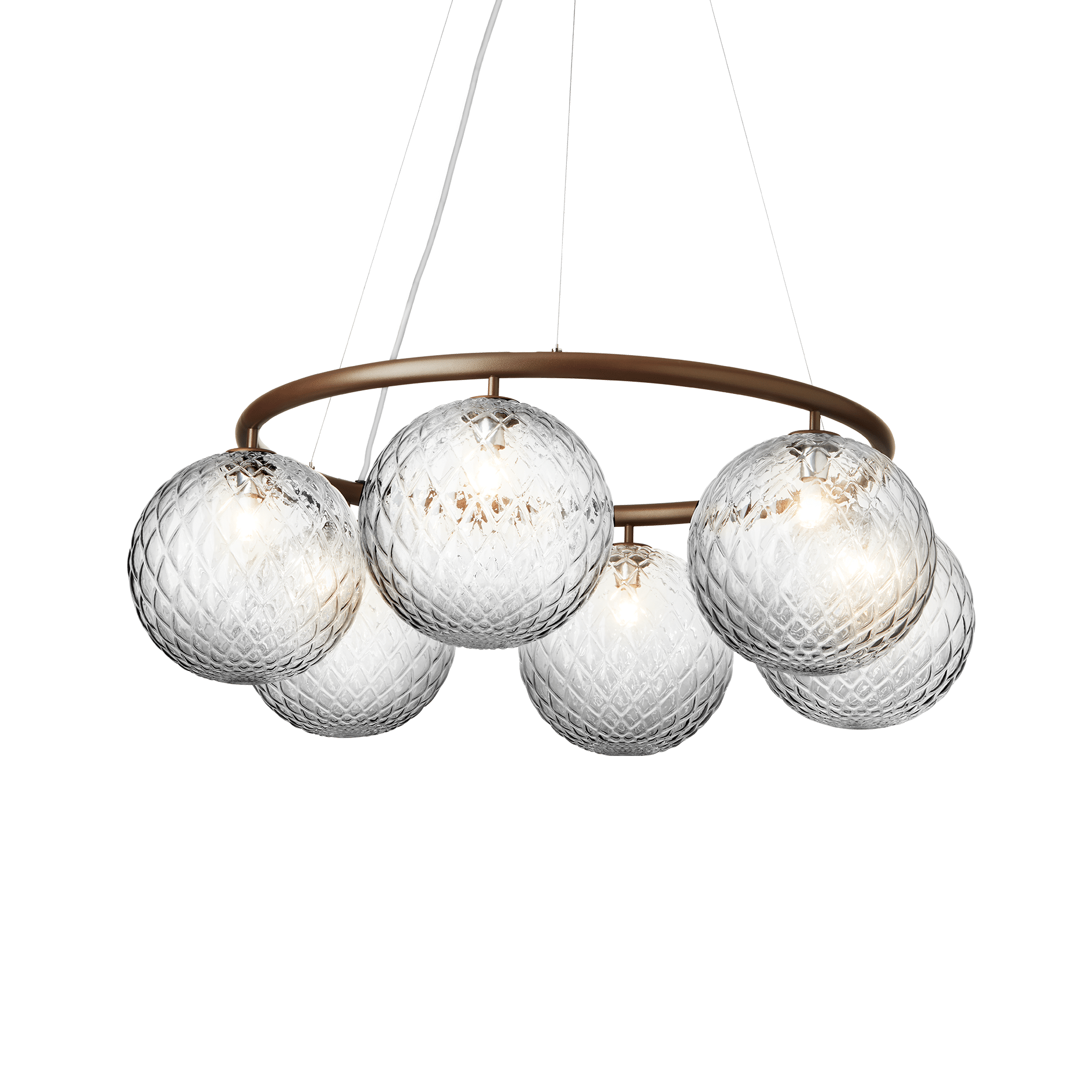 Závěsná lampa MIIRA 6 CIRCULAR tmavě hnědá s průhledným sklem