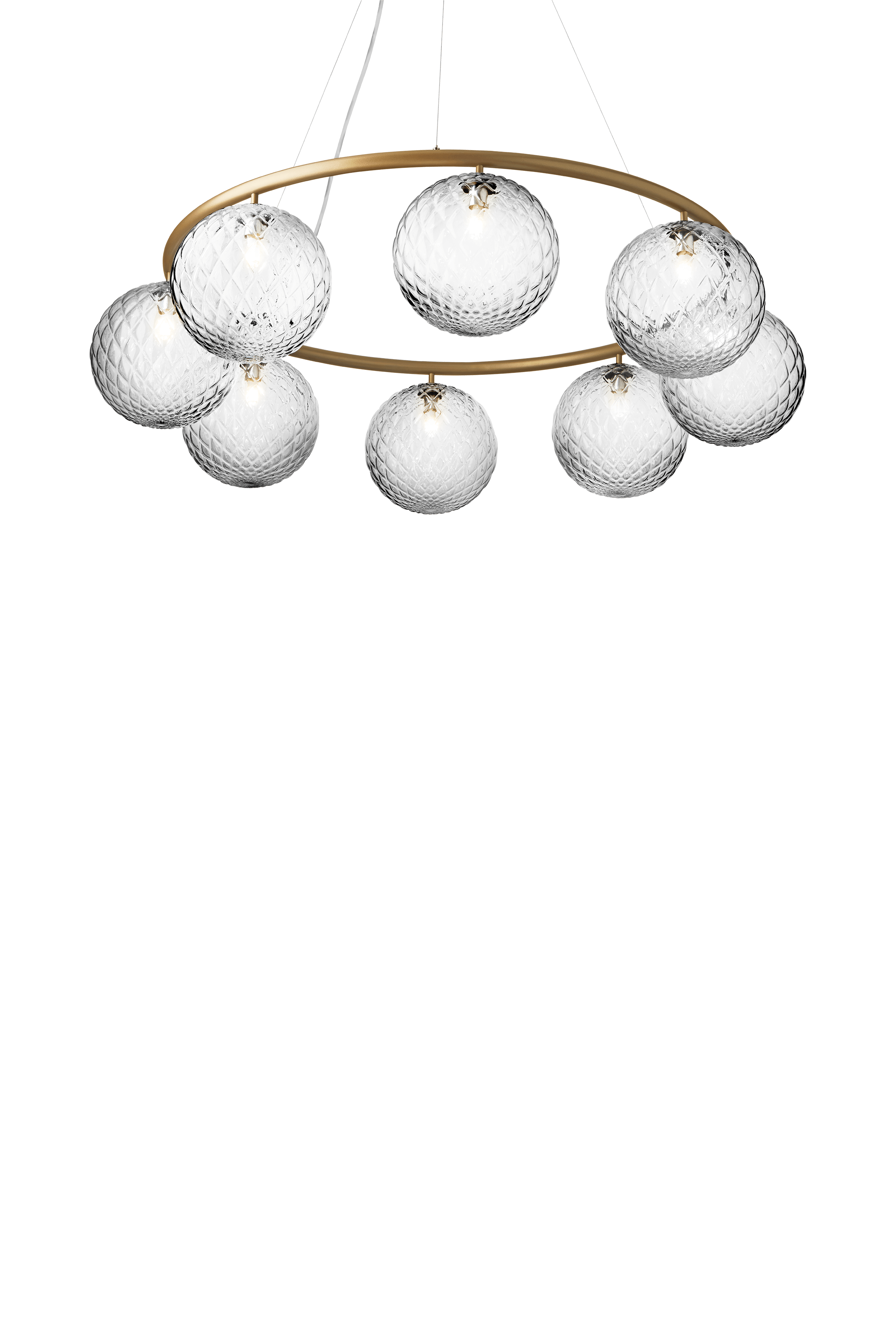 Lampa visící MIIRA 8 CIRCULAR mosazná s transparentním sklem
