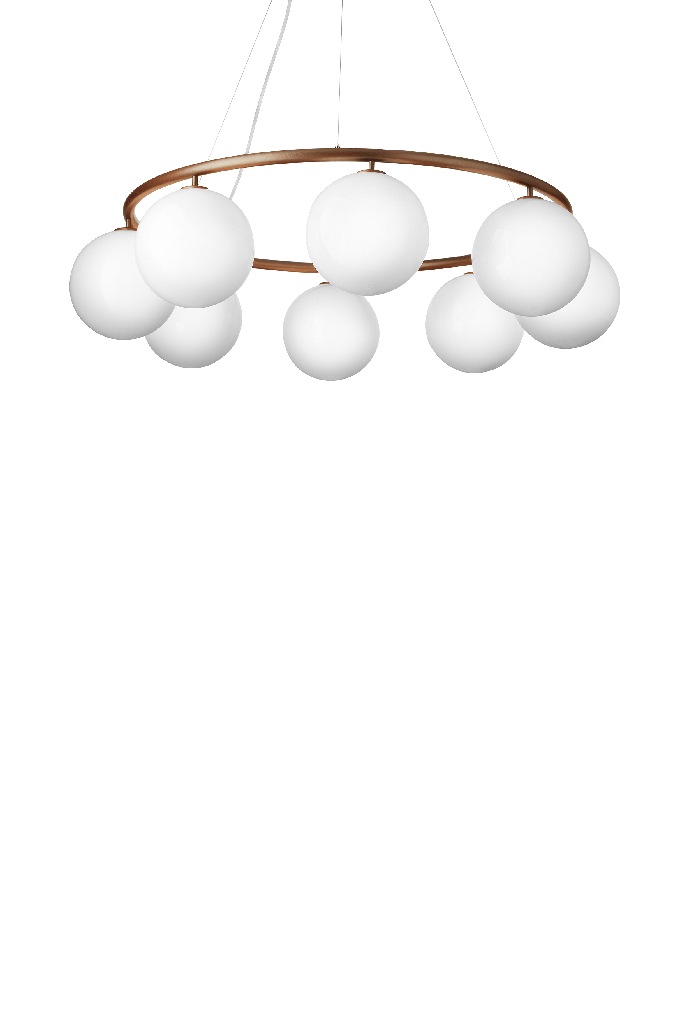 Závěsná lampa MIIRA 8 CIRCULAR tmavě hnědá s opálovým sklem