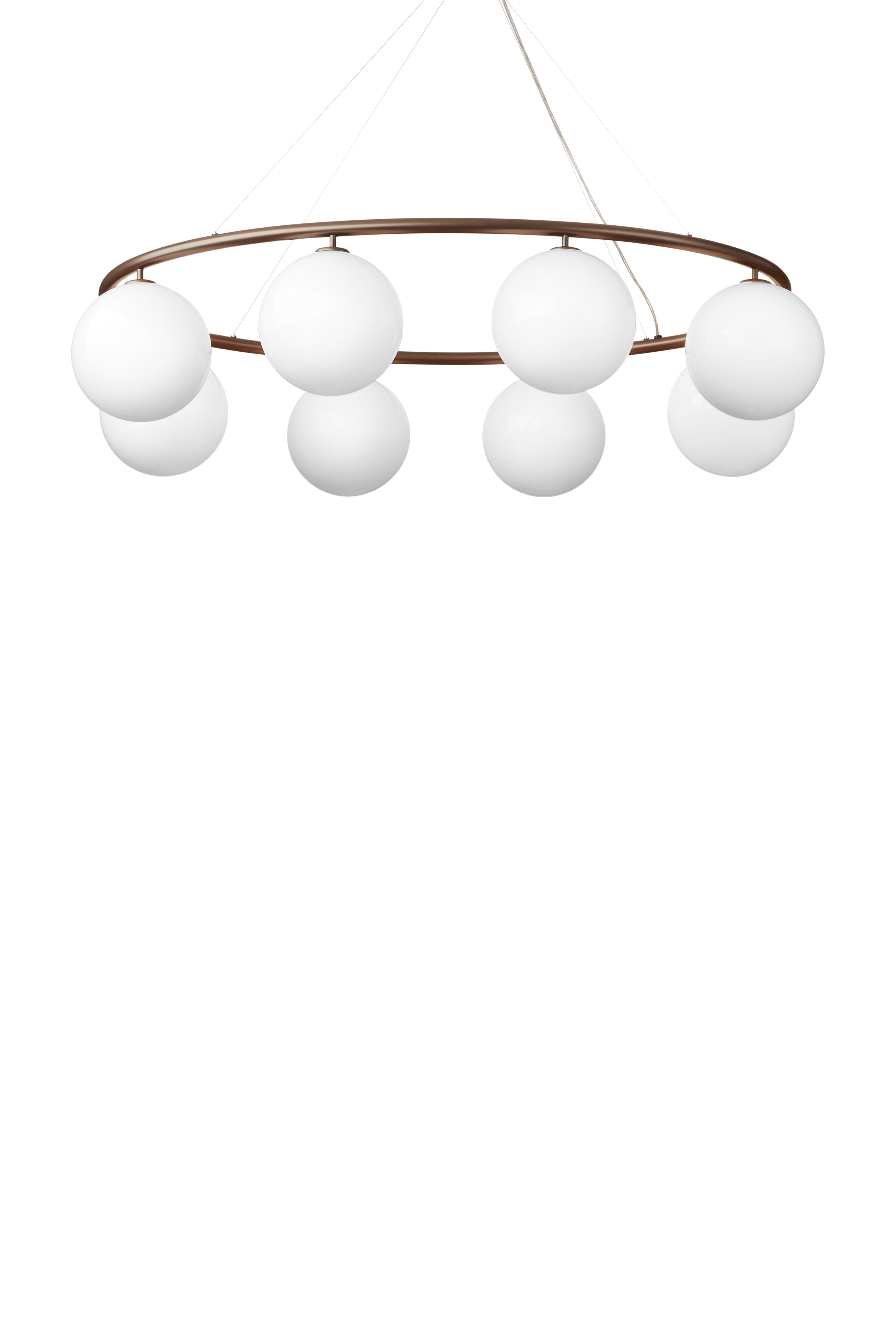 Závěsná lampa MIIRA 8 OVAL tmavě hnědá s opálovým sklem