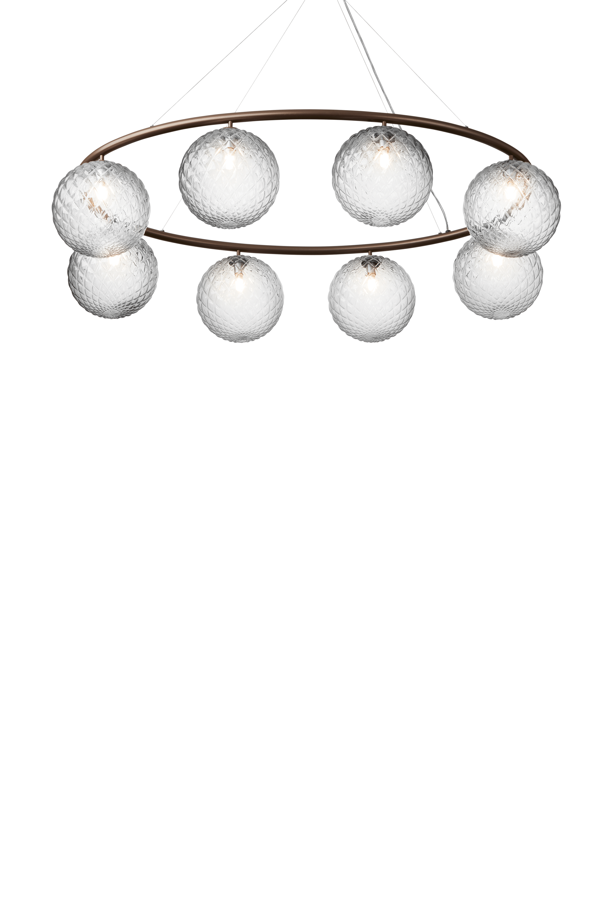 Závěsná lampa MIIRA 8 OVAL tmavě hnědá s transparentním sklem