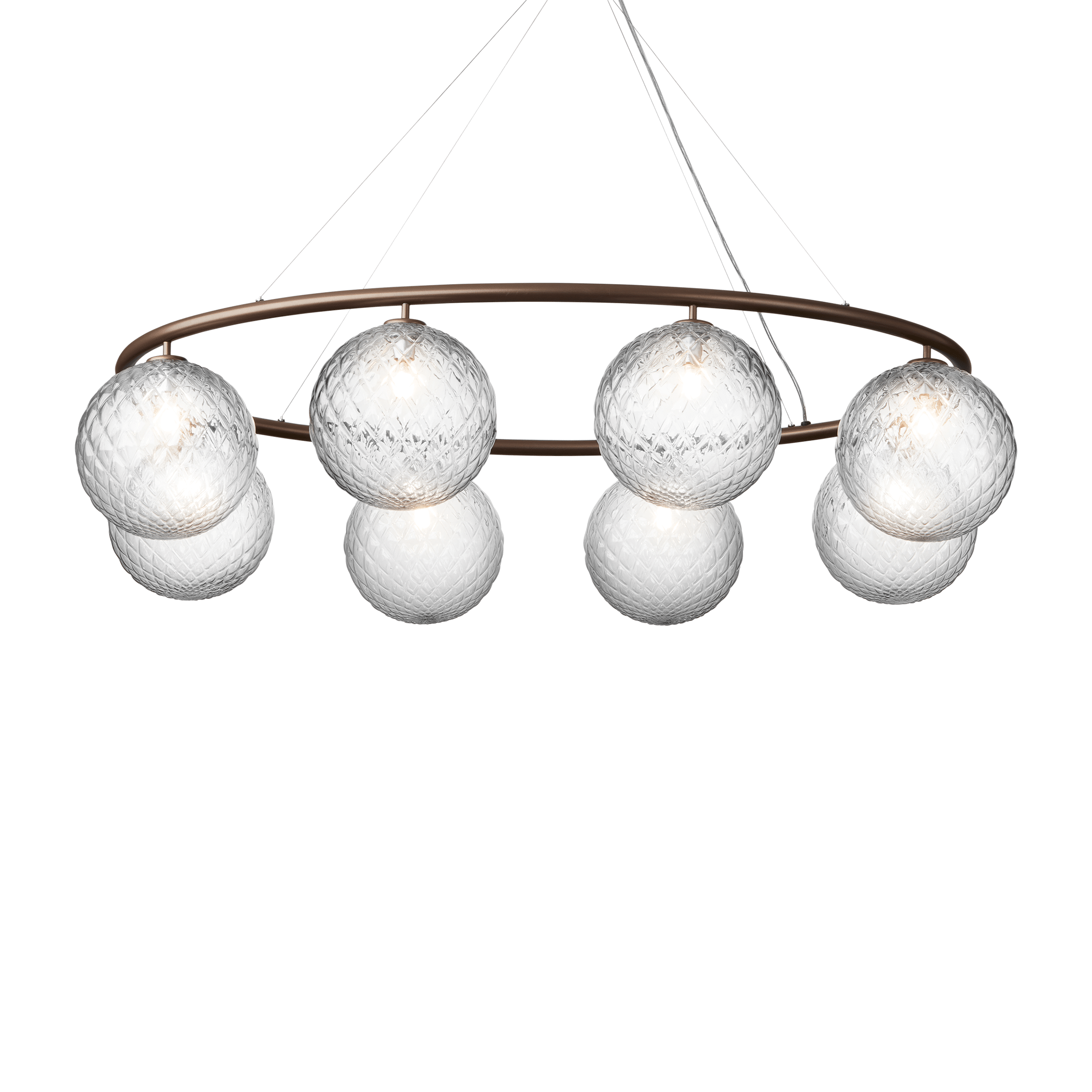 Závěsná lampa MIIRA 8 OVAL tmavě hnědá s transparentním sklem