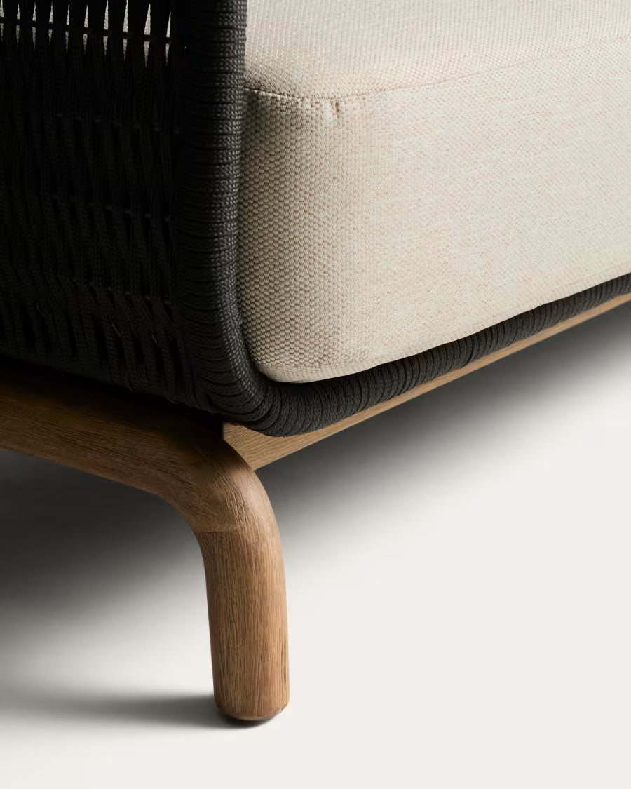 3-Seater Garden Sofa ALIPA Black with Beige