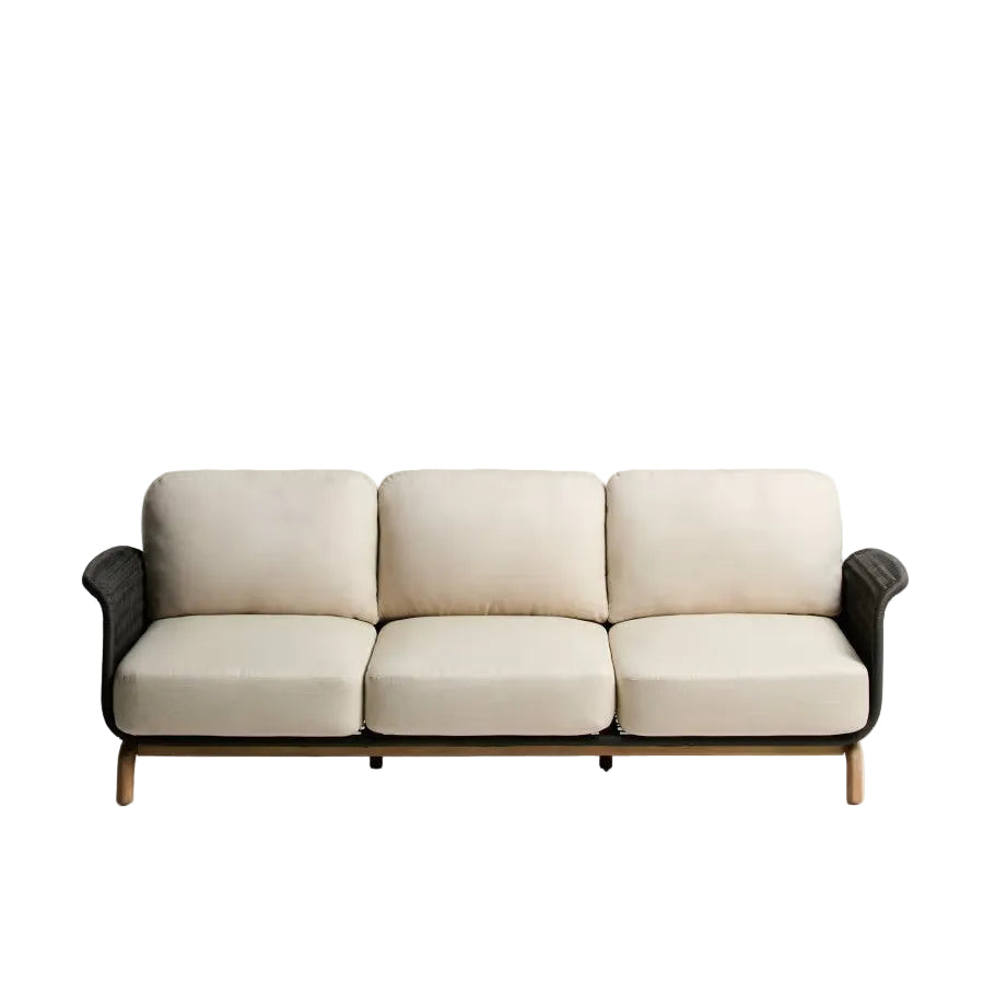 3-Seater Garden Sofa ALIPA Black with Beige