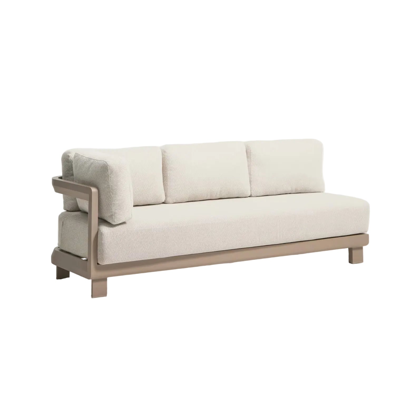 NERANO Light Beige 3-Seater Garden Sofa with Gray Beige Base