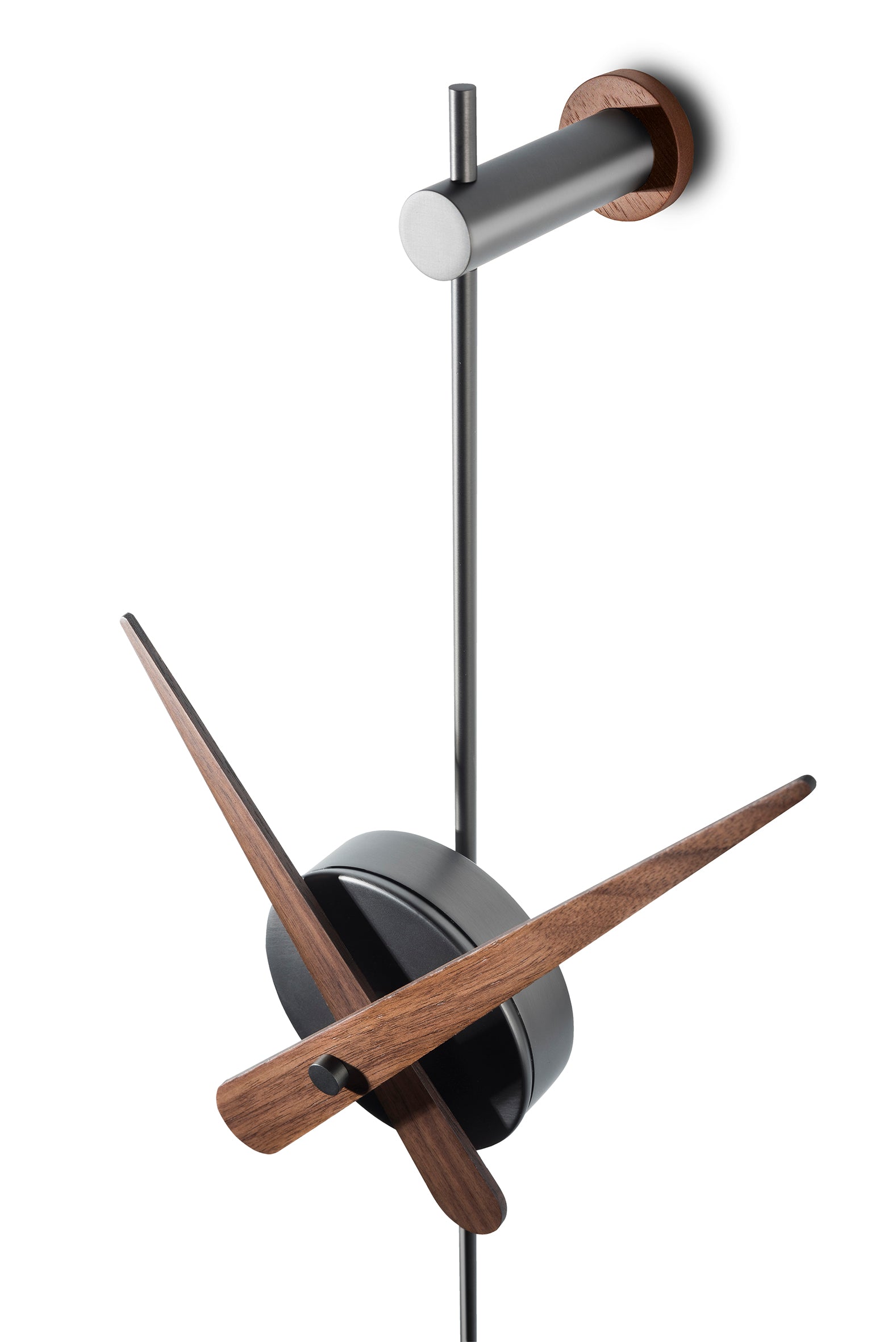 Nástěnné hodiny PUNTO Y COMA ořechové dřevo s grafitovým povrchem