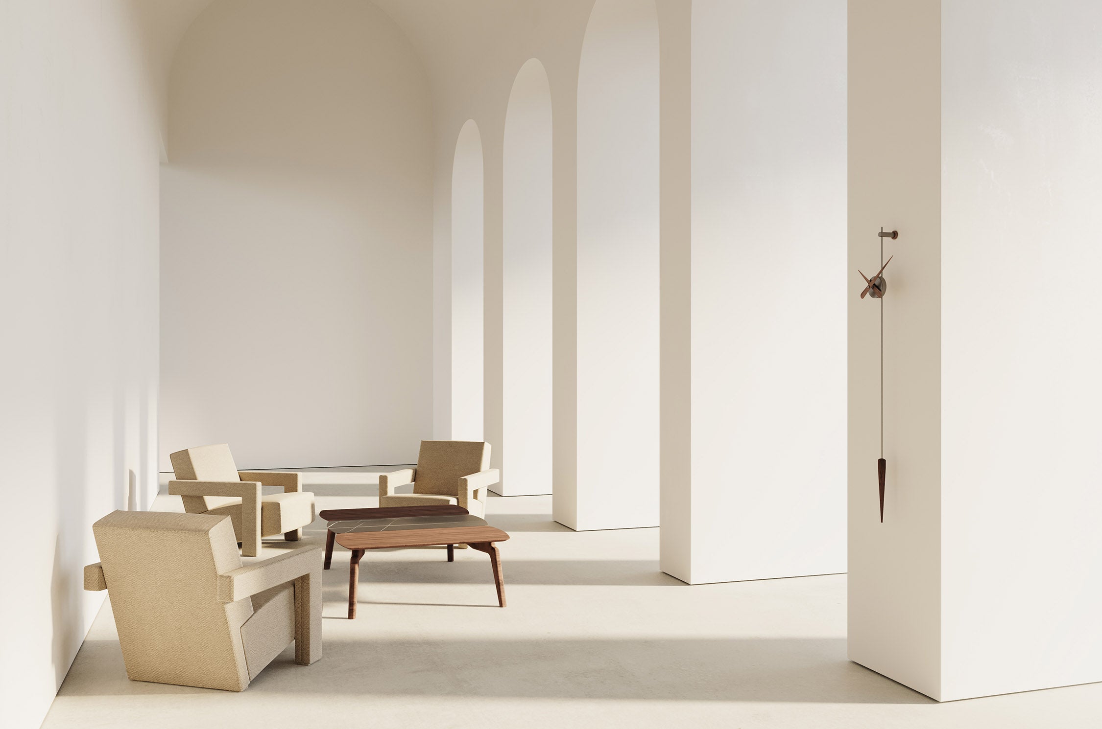 Nástěnné hodiny PUNTO Y COMA ořechové dřevo s grafitovým povrchem