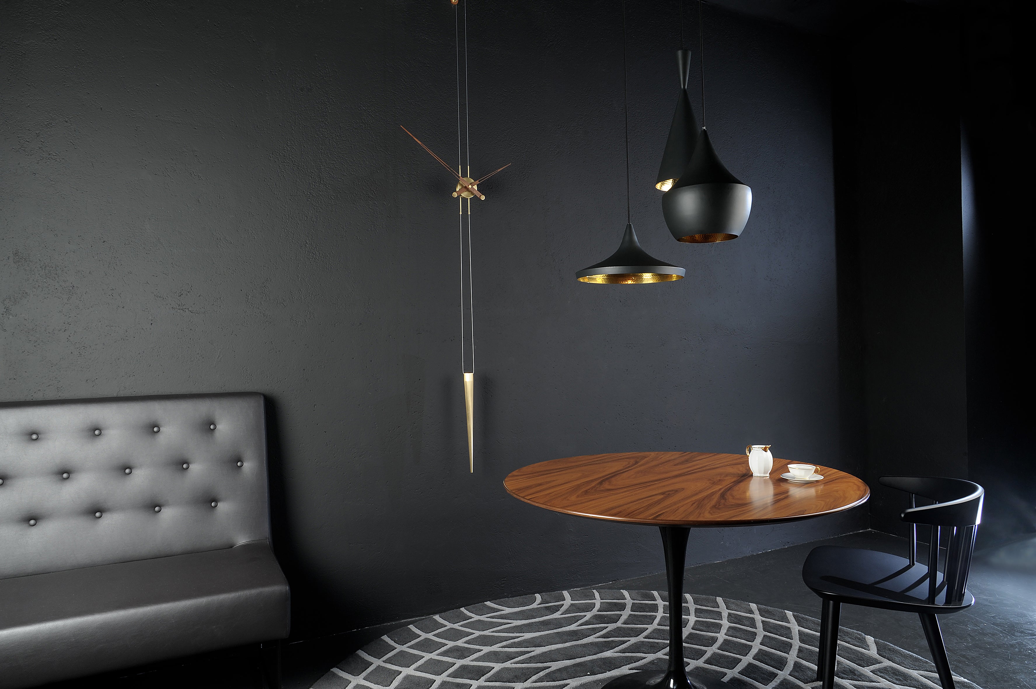 Hanging Clock PENDULO Walnut Wood with Brass