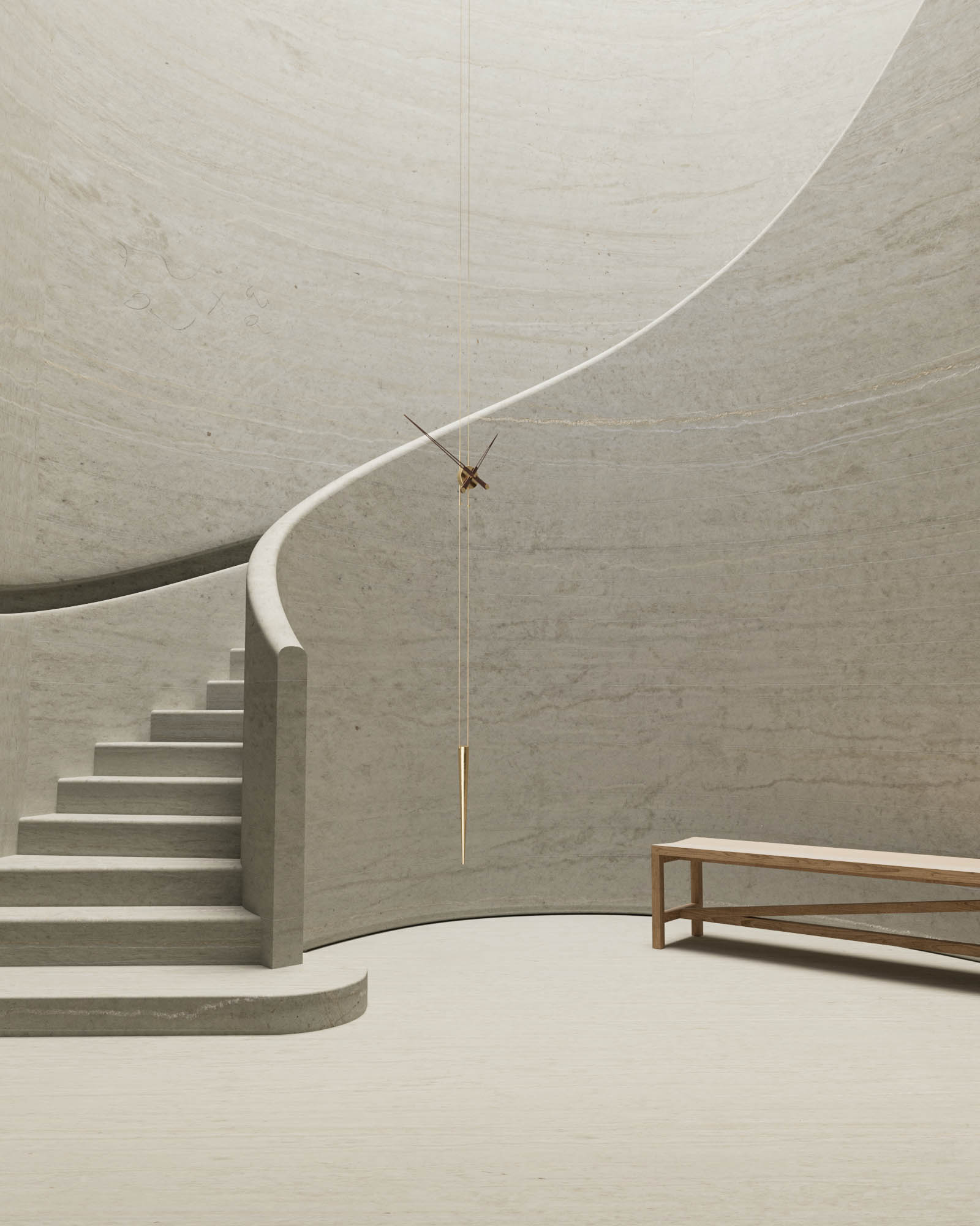 Hanging Clock PENDULO Walnut Wood with Brass