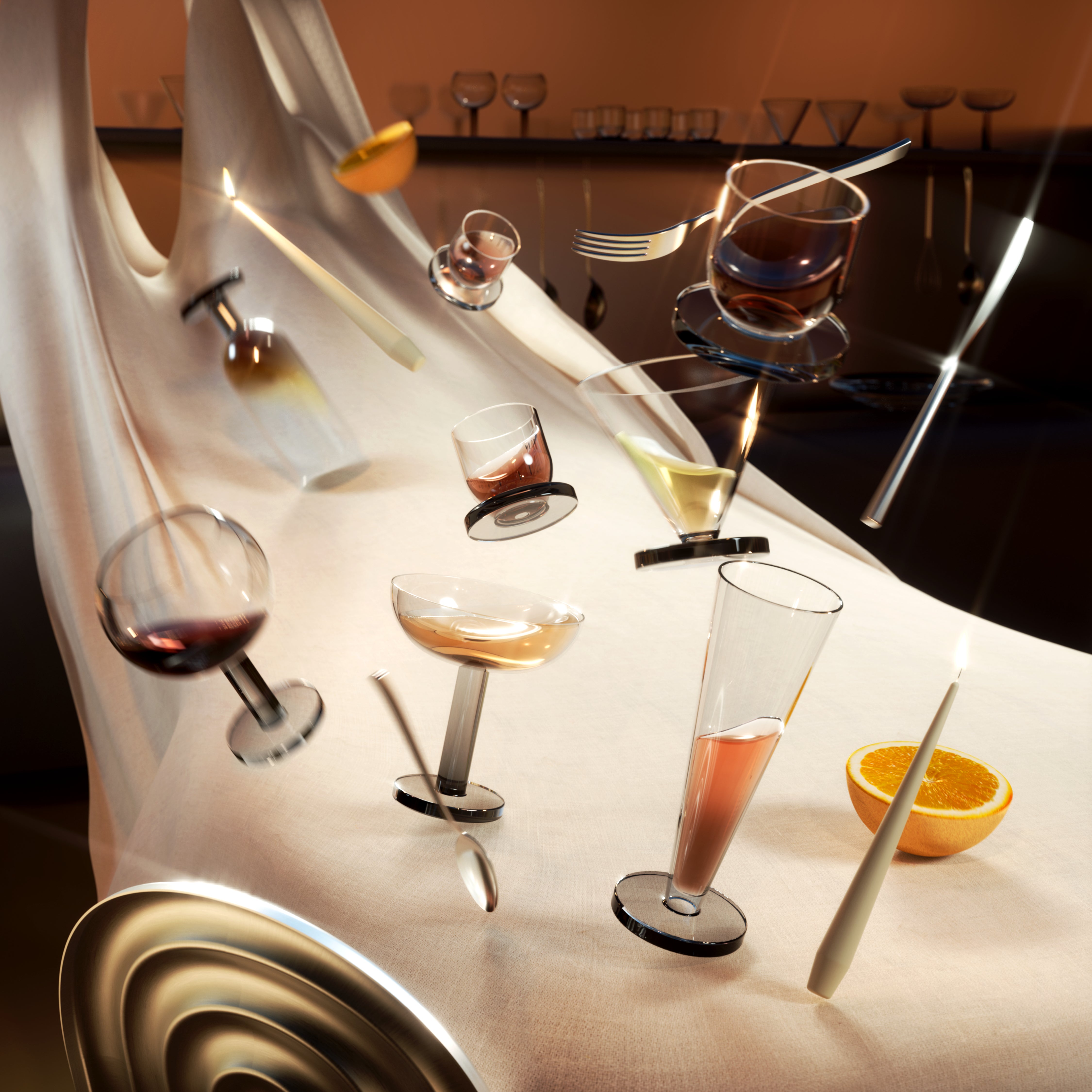 Sada skleniček na šampaňské PUCK FLUTE skleněná