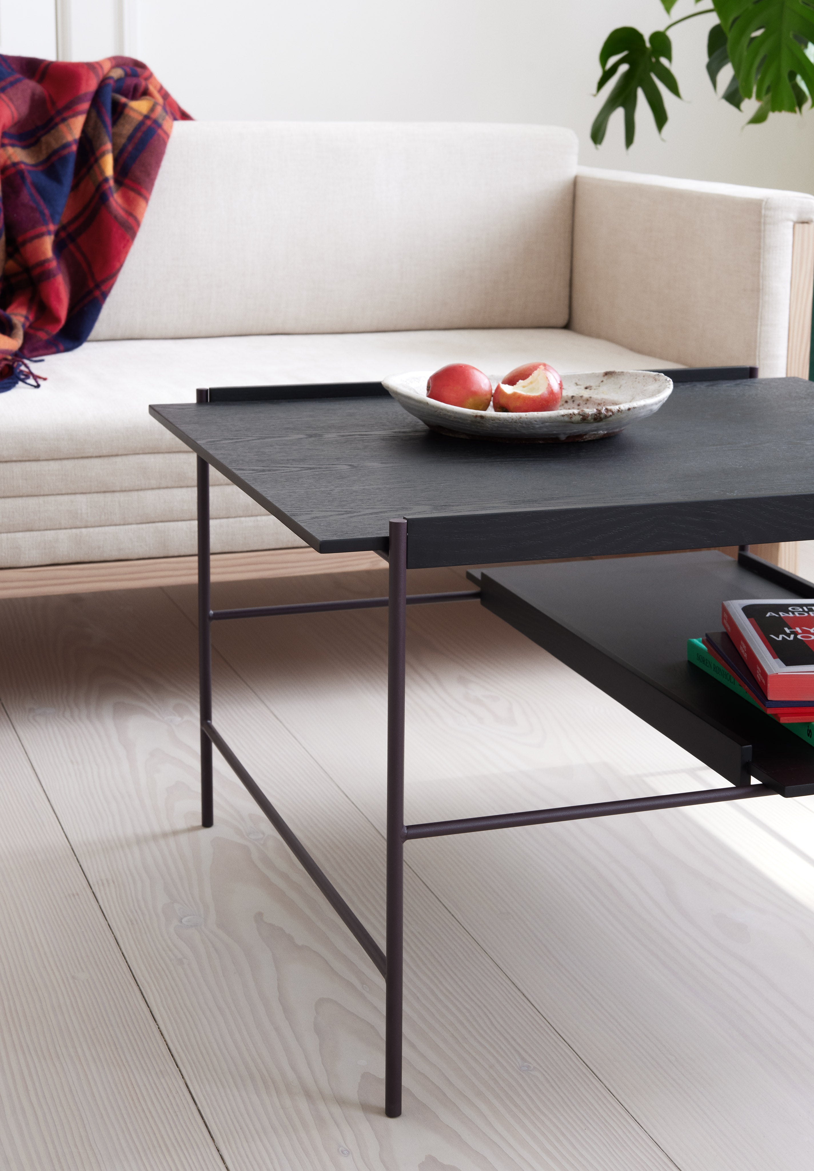 KANSO Black Coffee Table with Purple Base