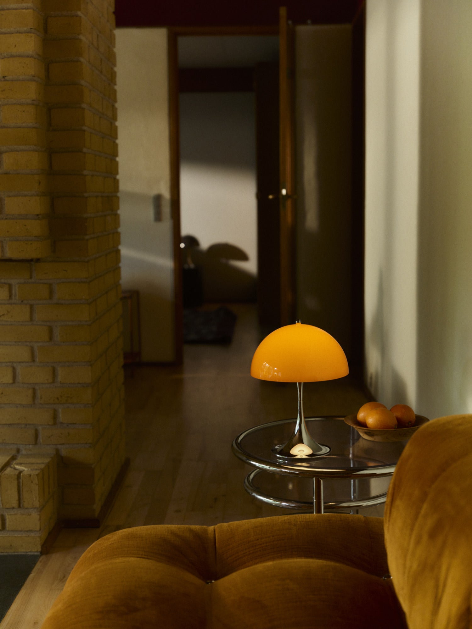 Portable Lamp PANTHELLA 250 orange with chrome base