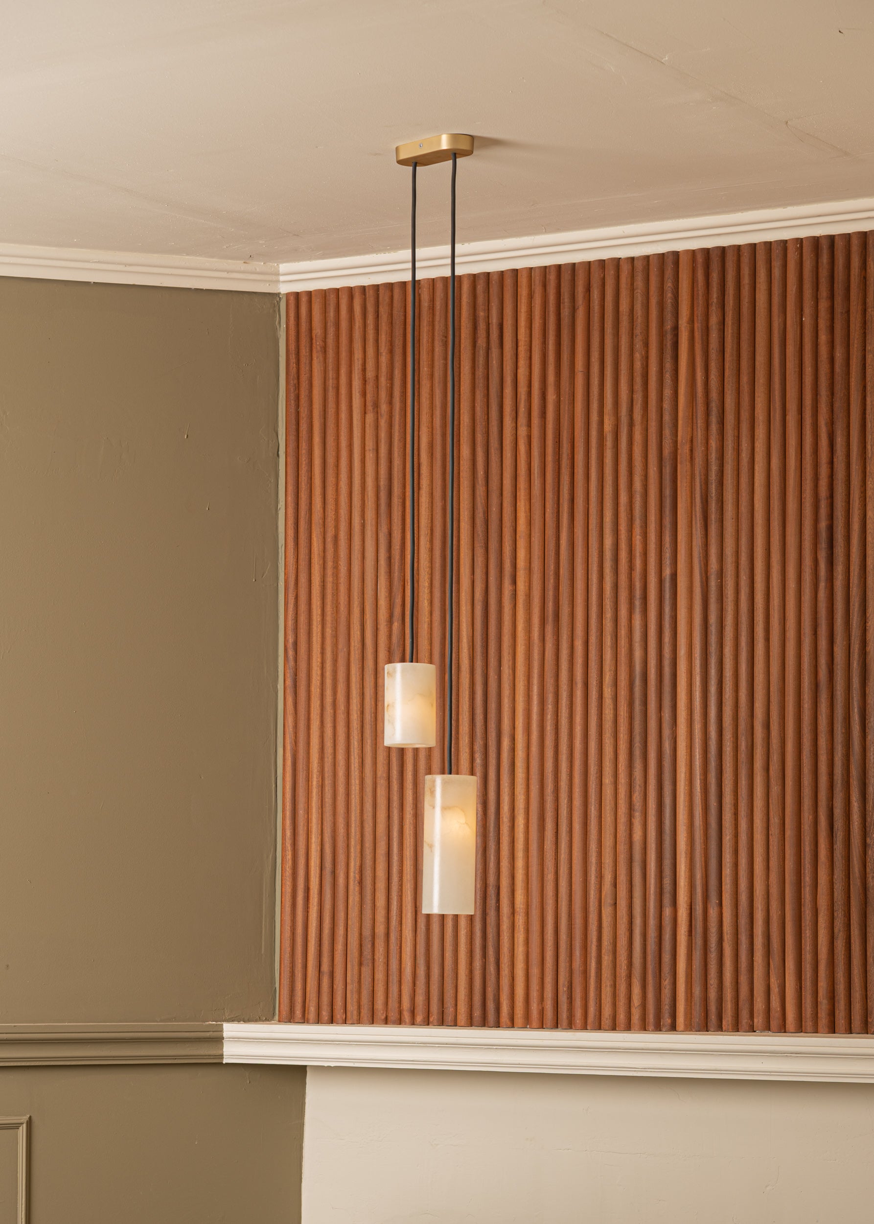 Závěsné svítidlo MANIKO PIPO DOUBLE bílý alabastr