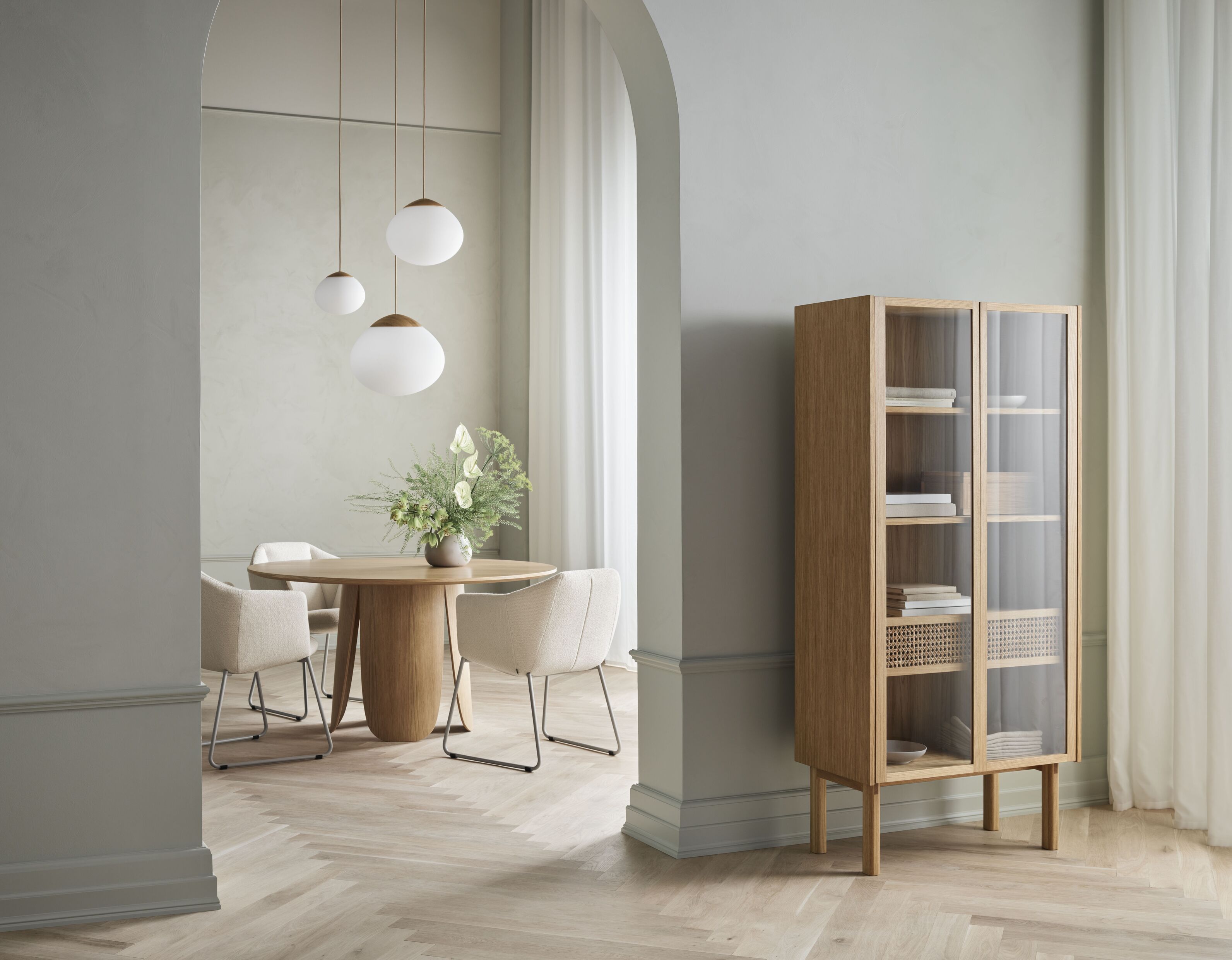 Vitrína CANA bílý dub