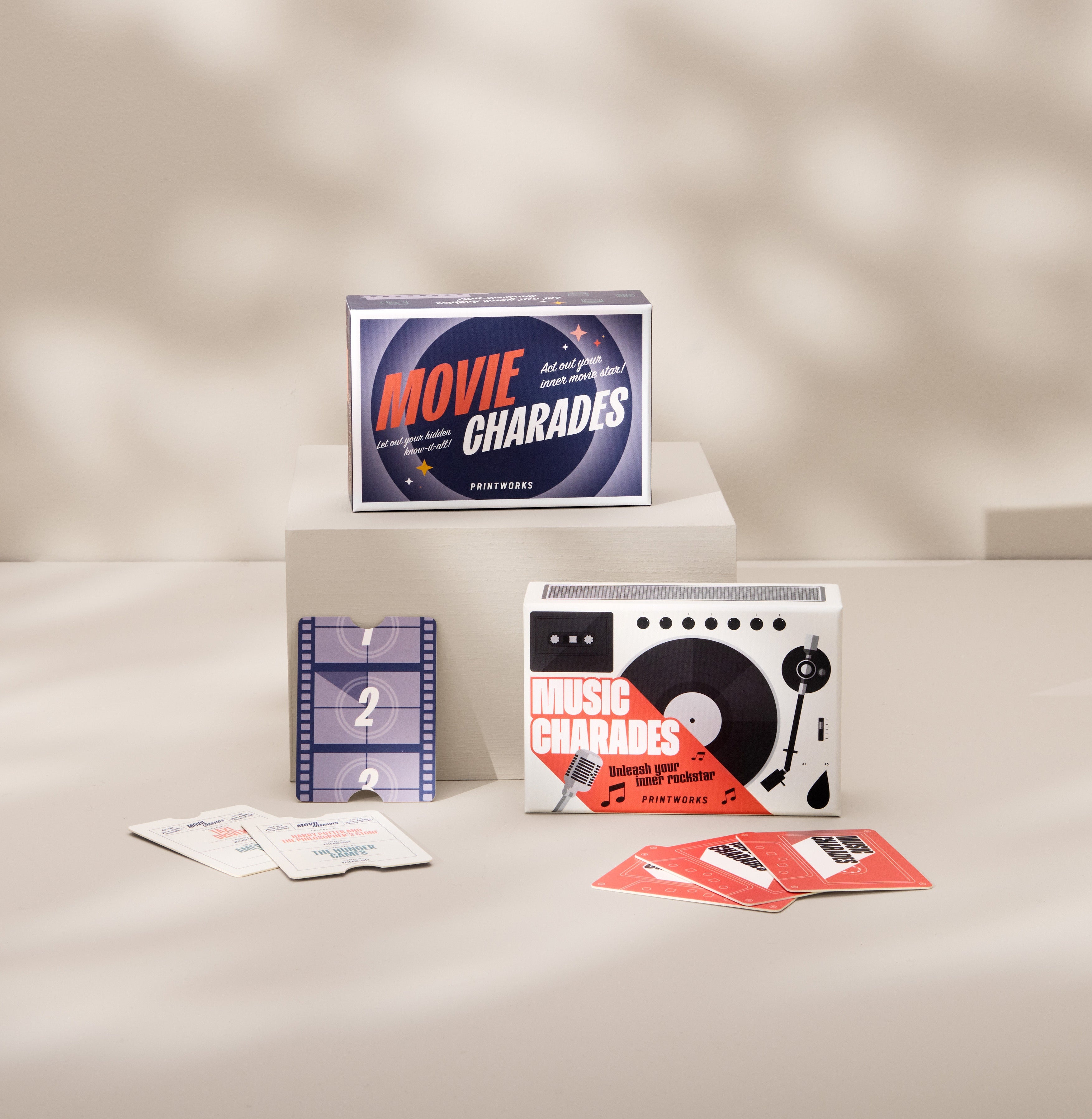 Movie Charades Film Game Navy Blue with White