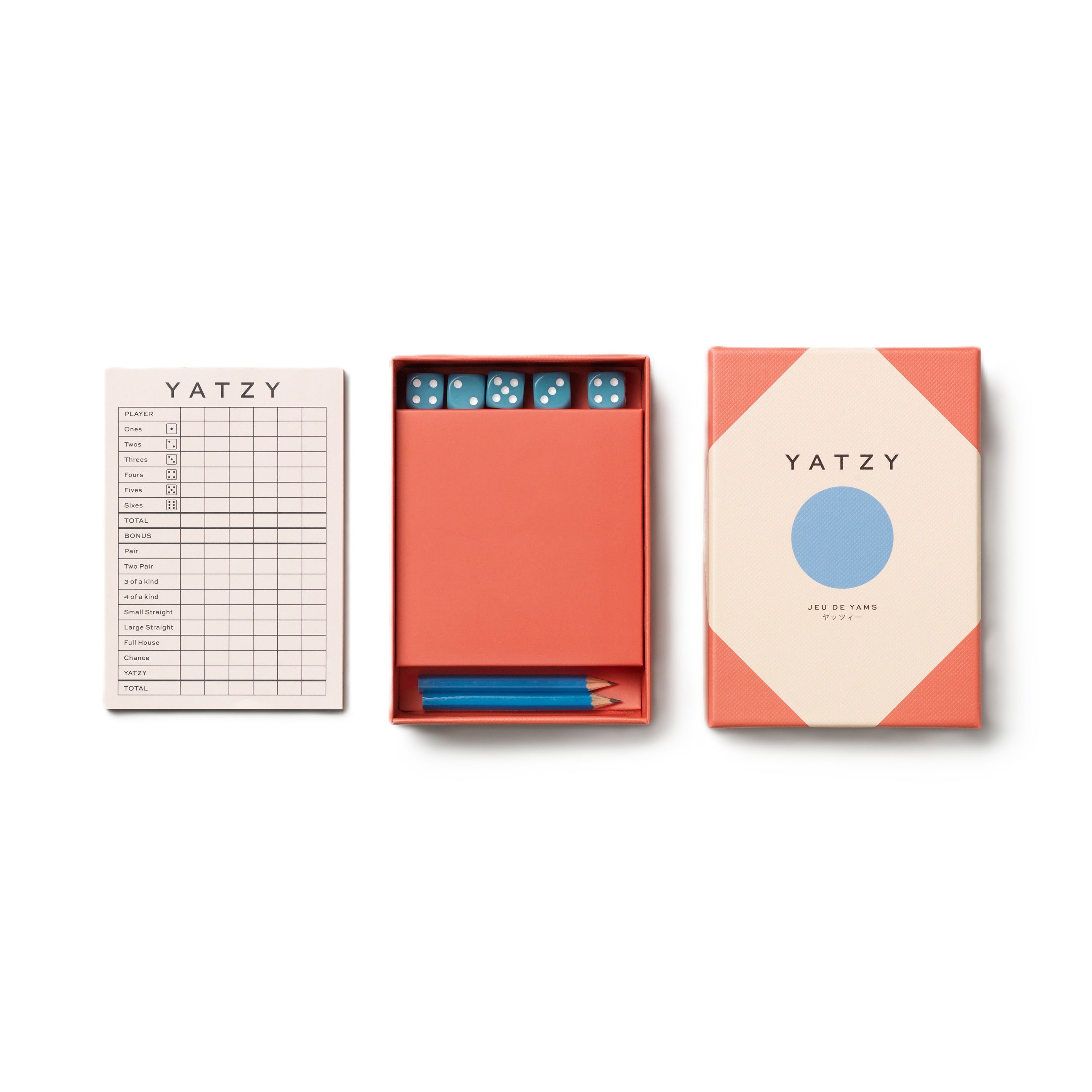 Hra v kostky YATZY červená s béžovou