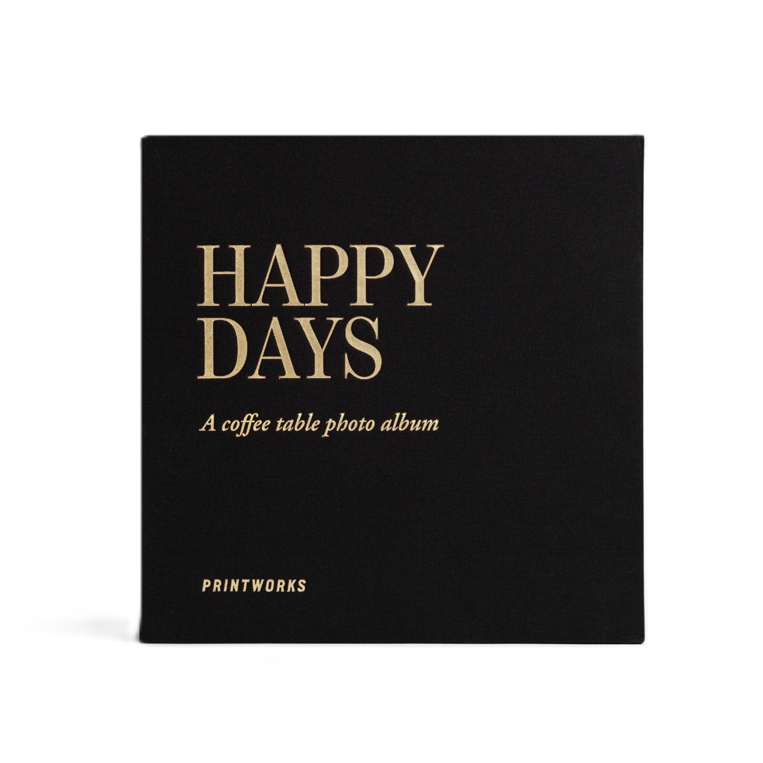 HAPPY DAYS black photo album with gold