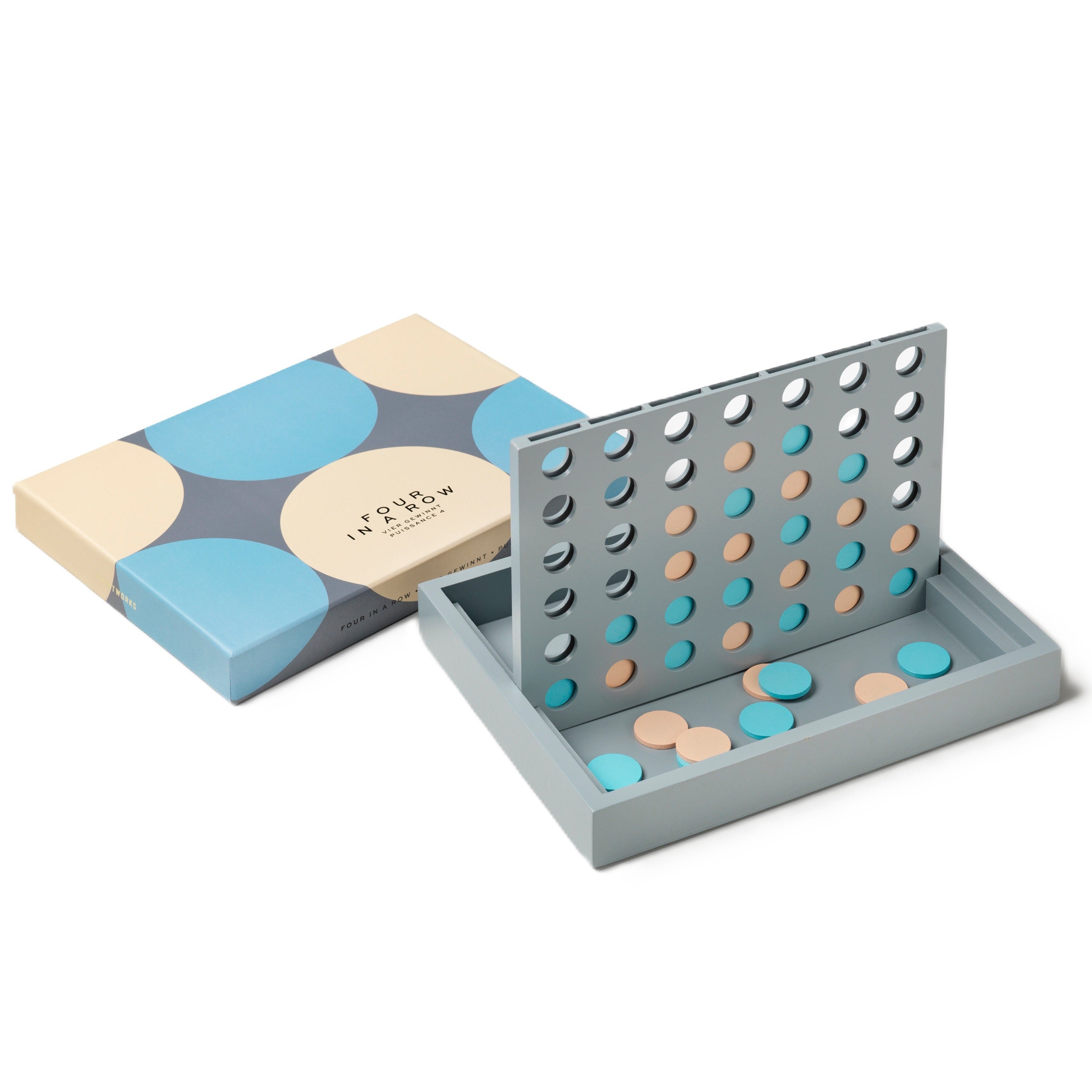 Herní deska ČTYŘI V ŘADĚ šedá s béžovou a modrou