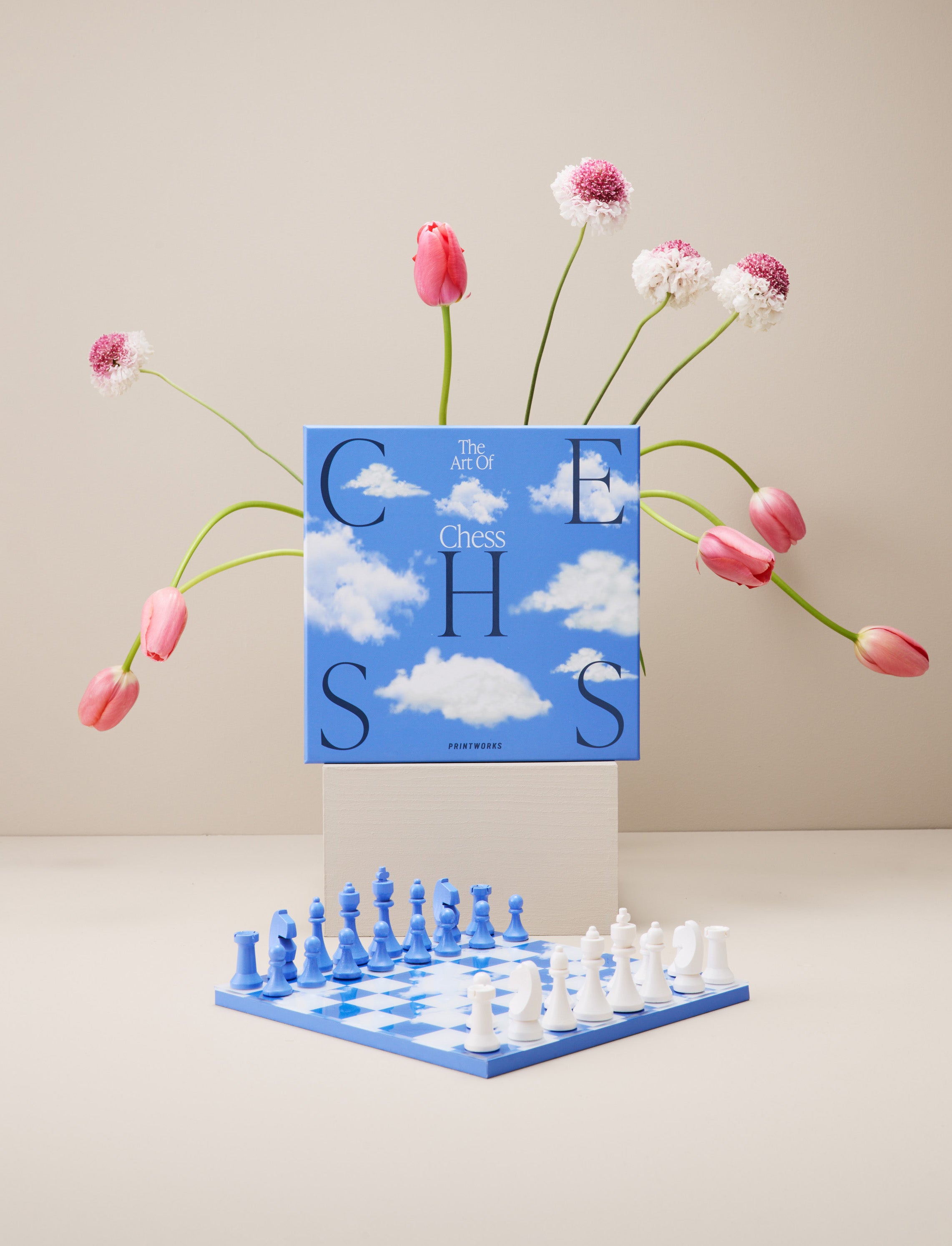 Sada na šachy CHESS CLOUDS modro-bílá