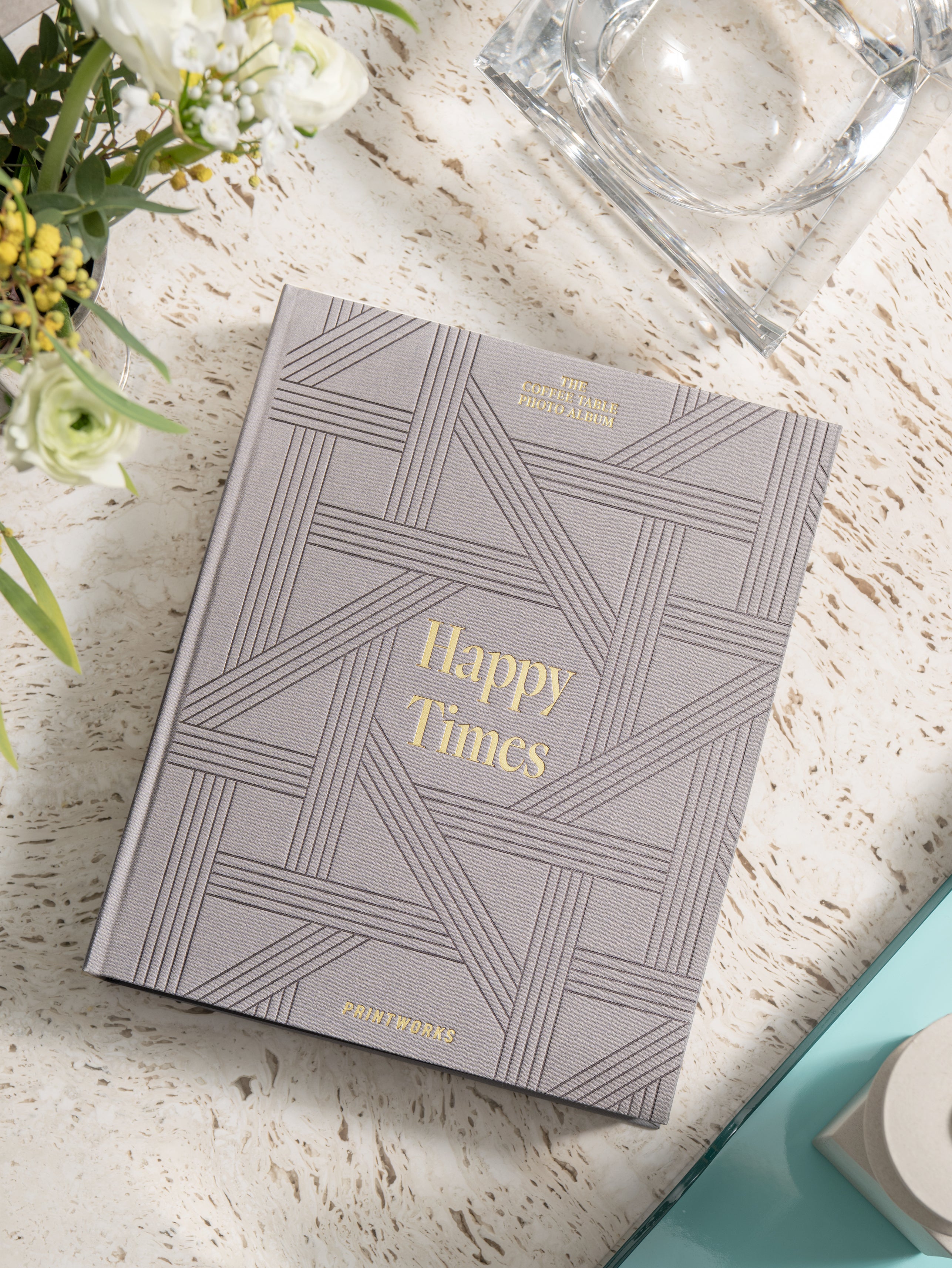 HAPPY TIMES Photo Album Gray with Gold