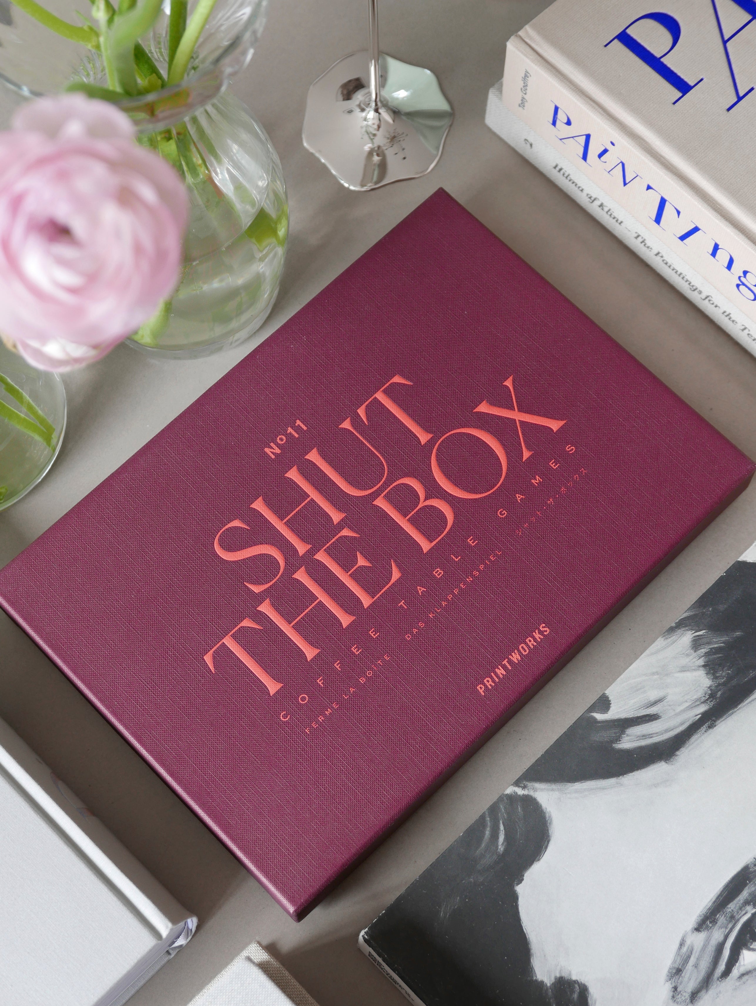 SHUT THE BOX Board Game in Burgundy