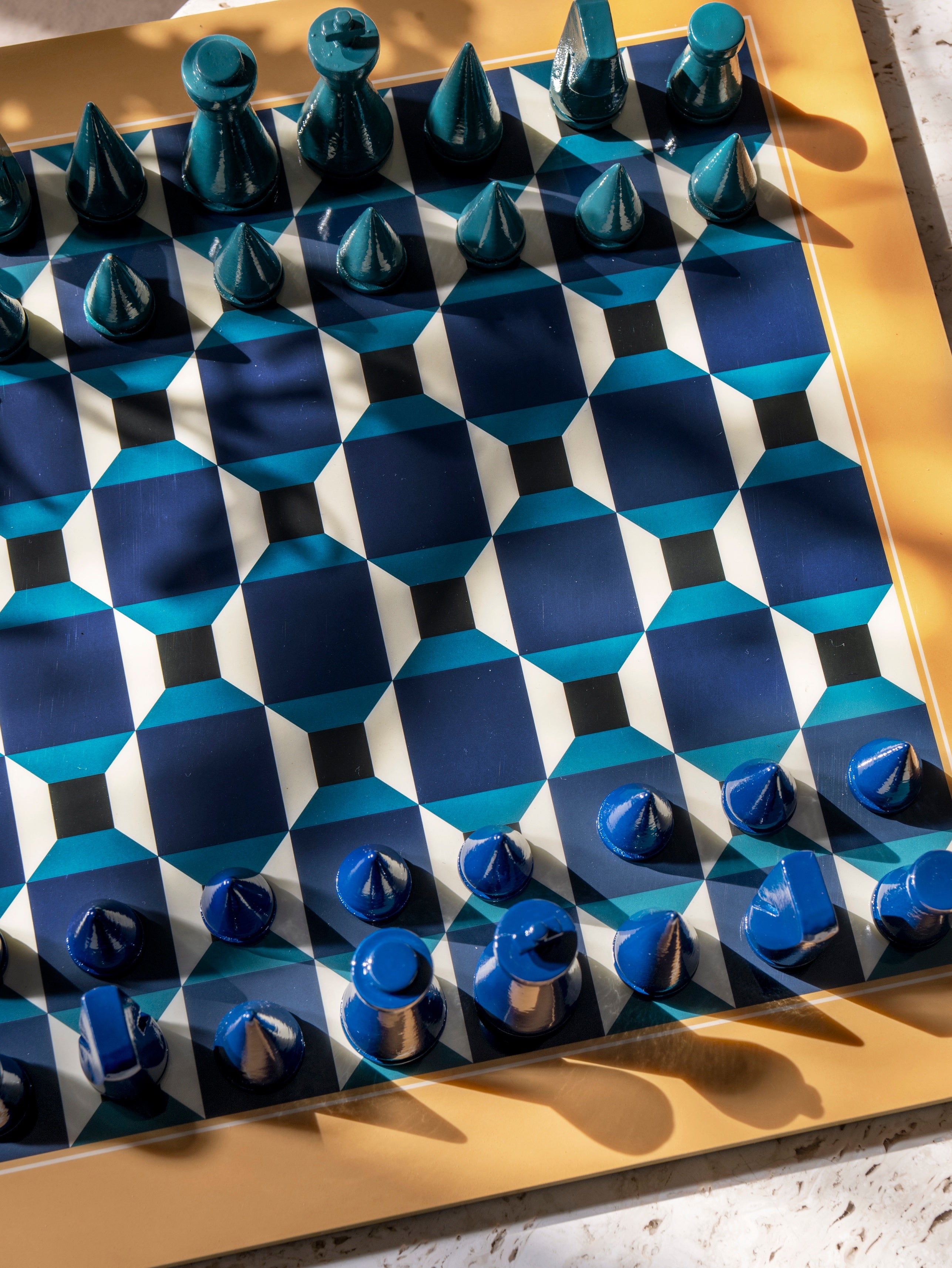 Sada na šachy LACQUERED CHESS ATHENA modrá