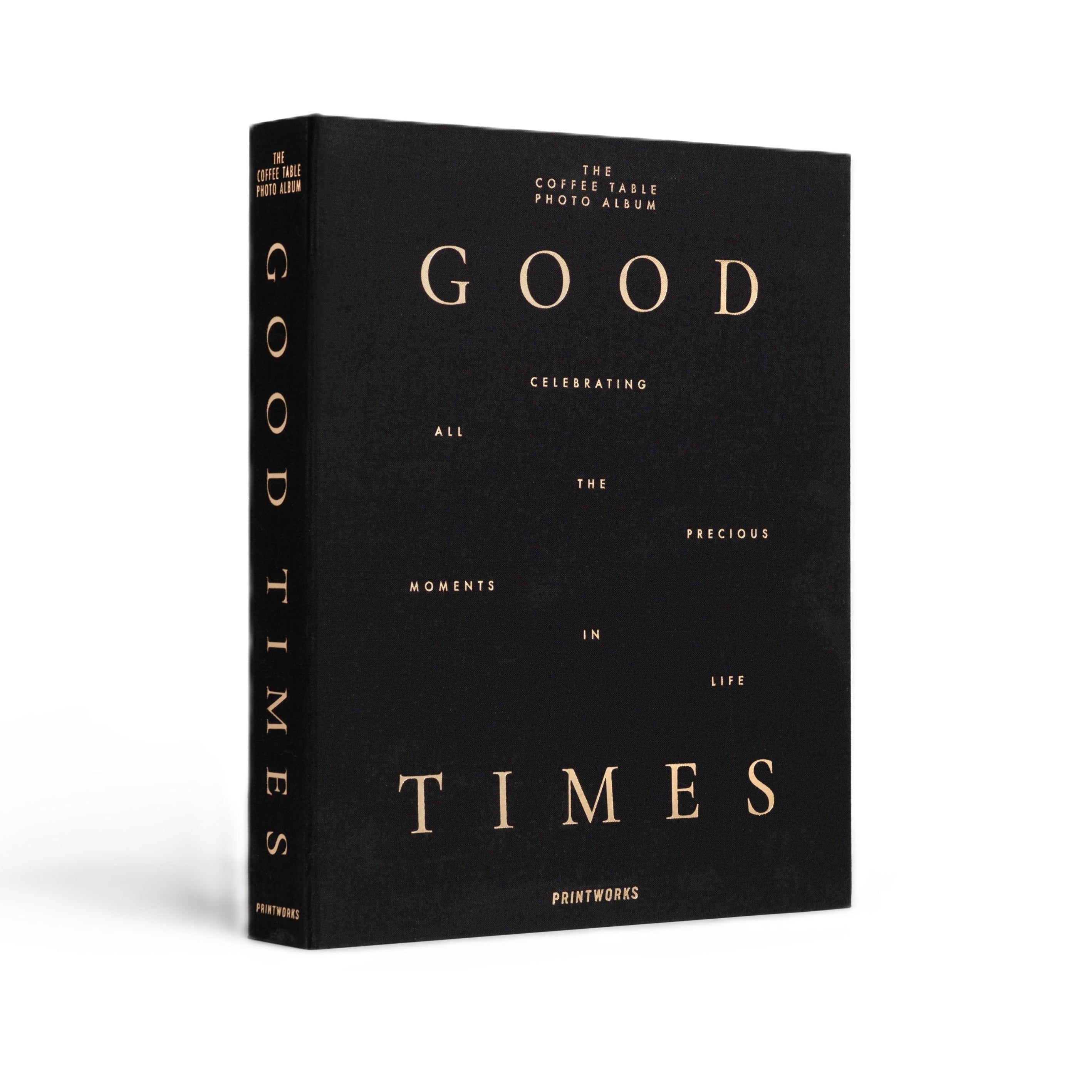 GOOD TIMES black photo album with gold