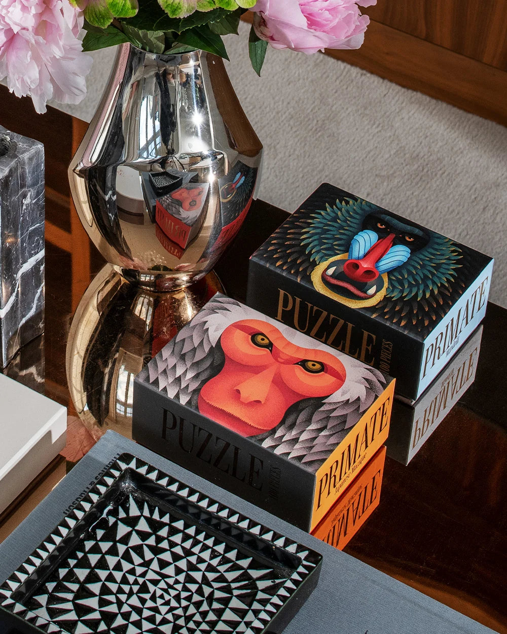 Puzzle JAPONSKÝ MAKAK oranžový se šedou