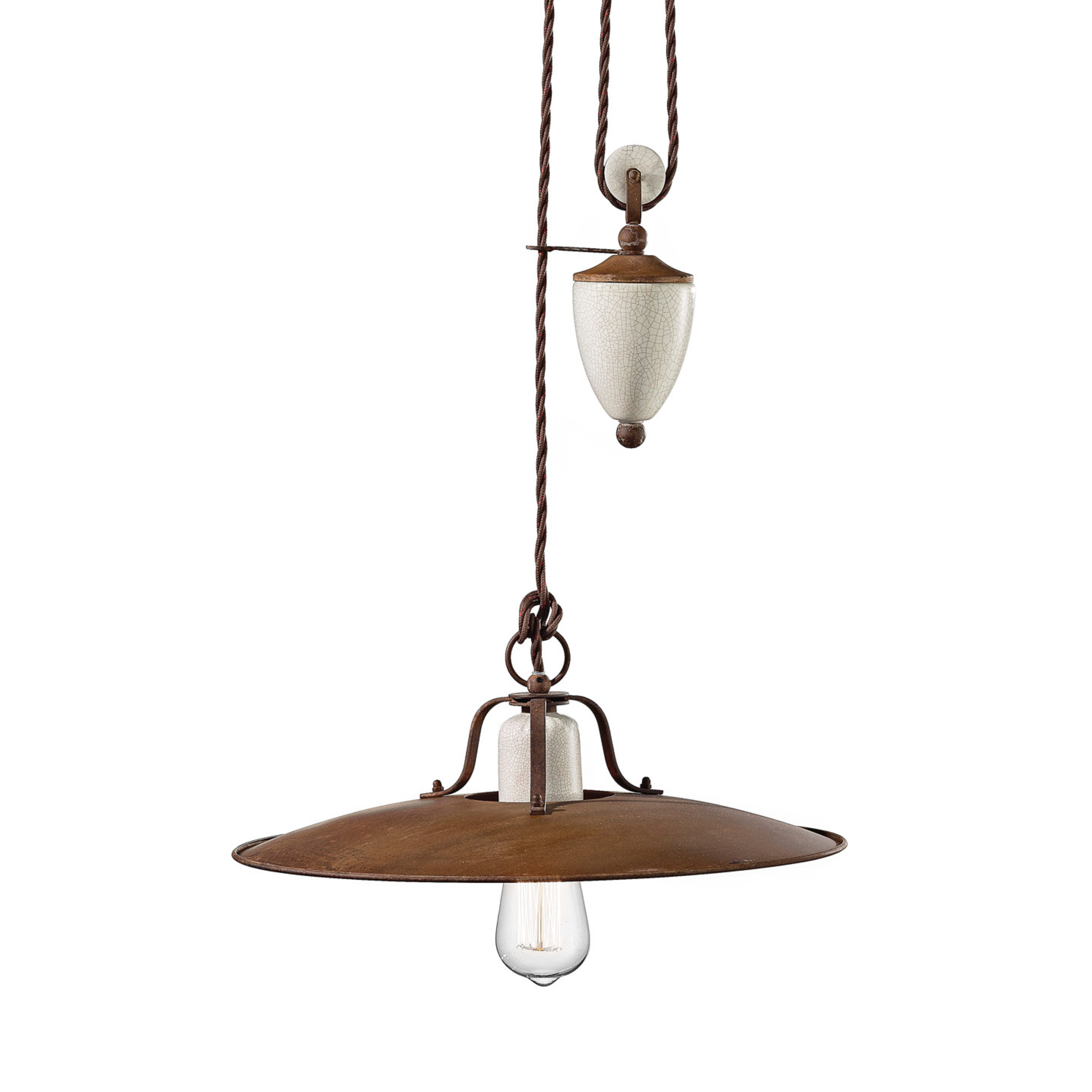 Rusty ceramic-iron chandelier GRUNGE with a cream Craquelé effect