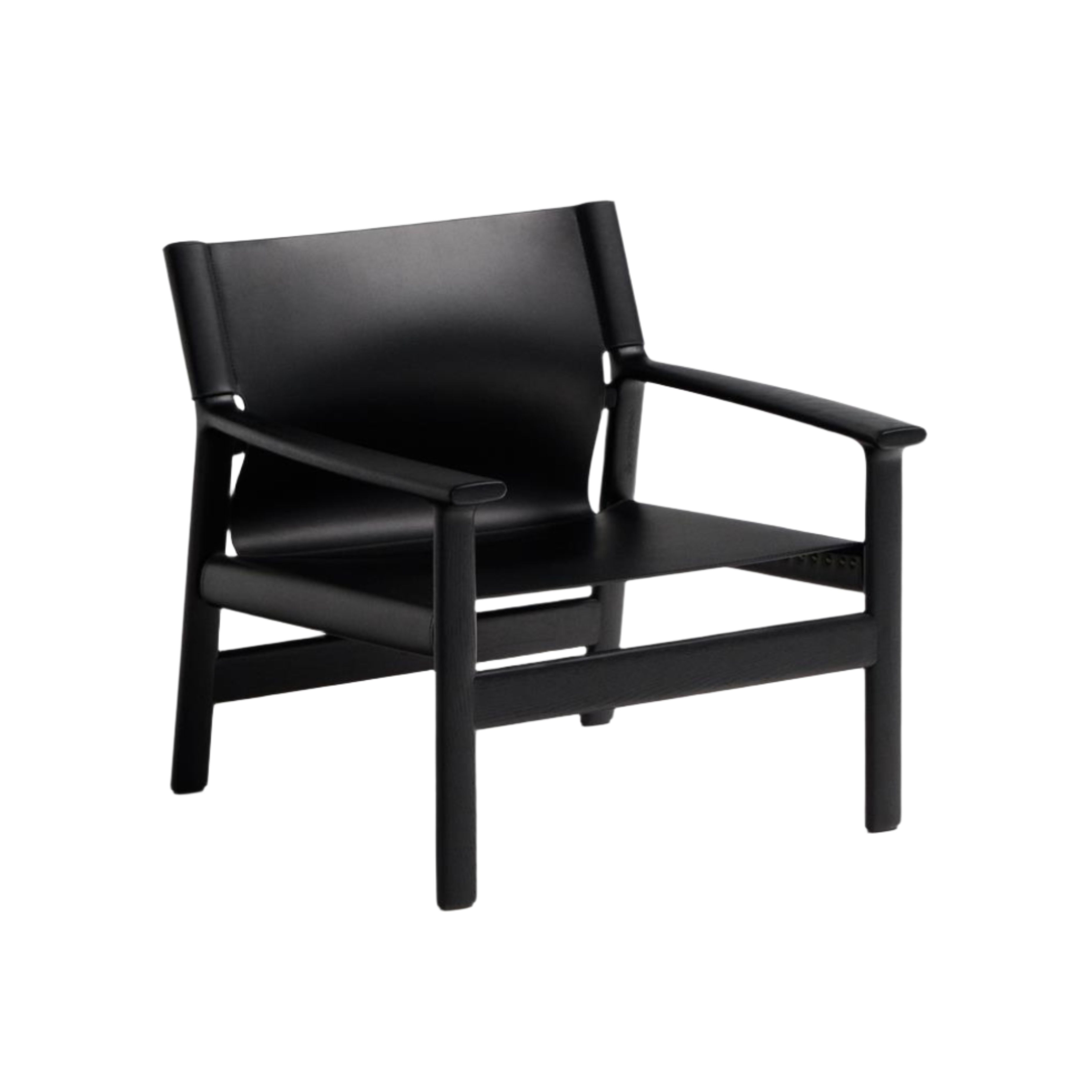 Fotel JAN czarna skóra z recyklingu z czarnym drewnem jesionowym