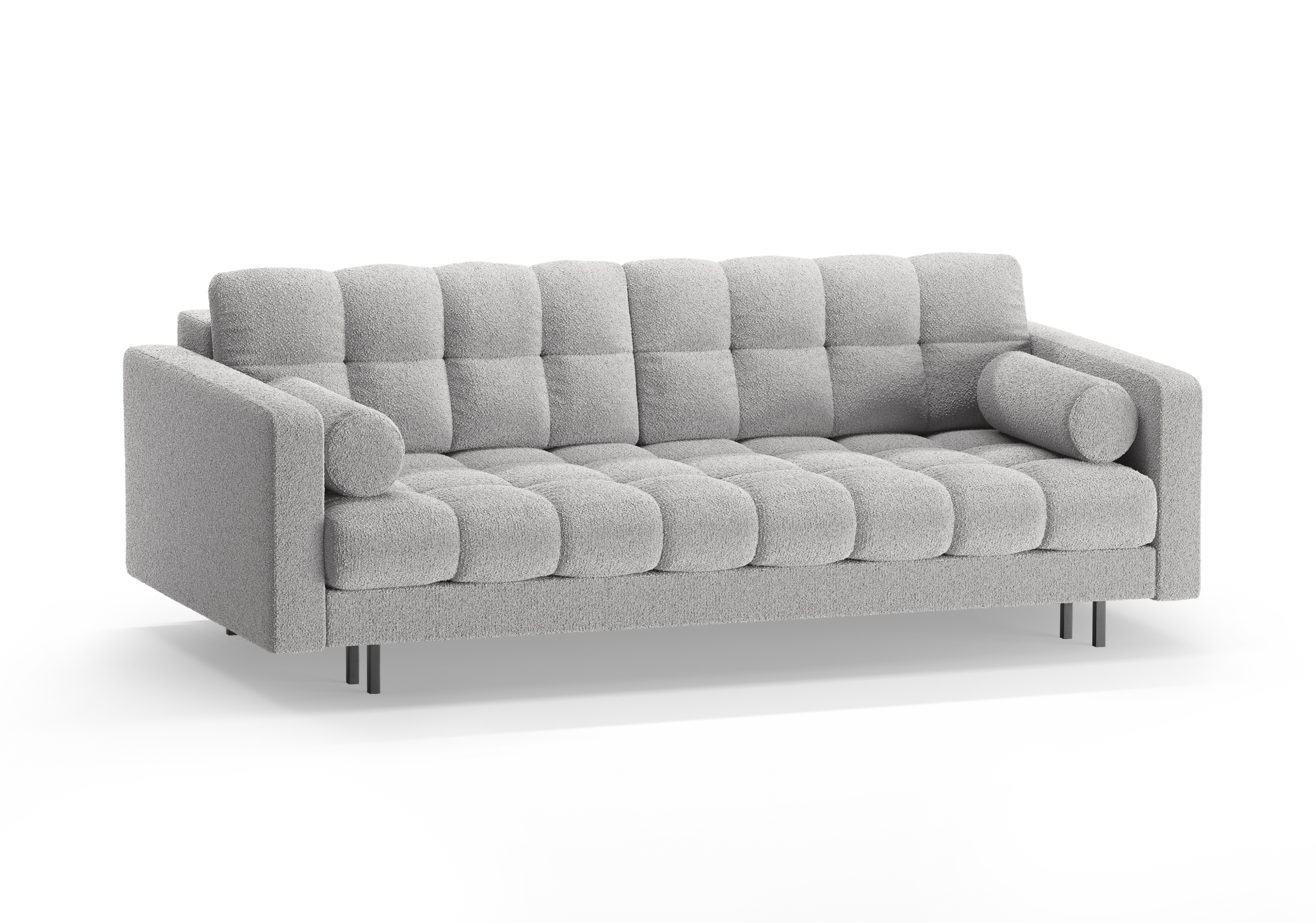 3-seater sofa with sleeping function BALI light gray bouclé with black base