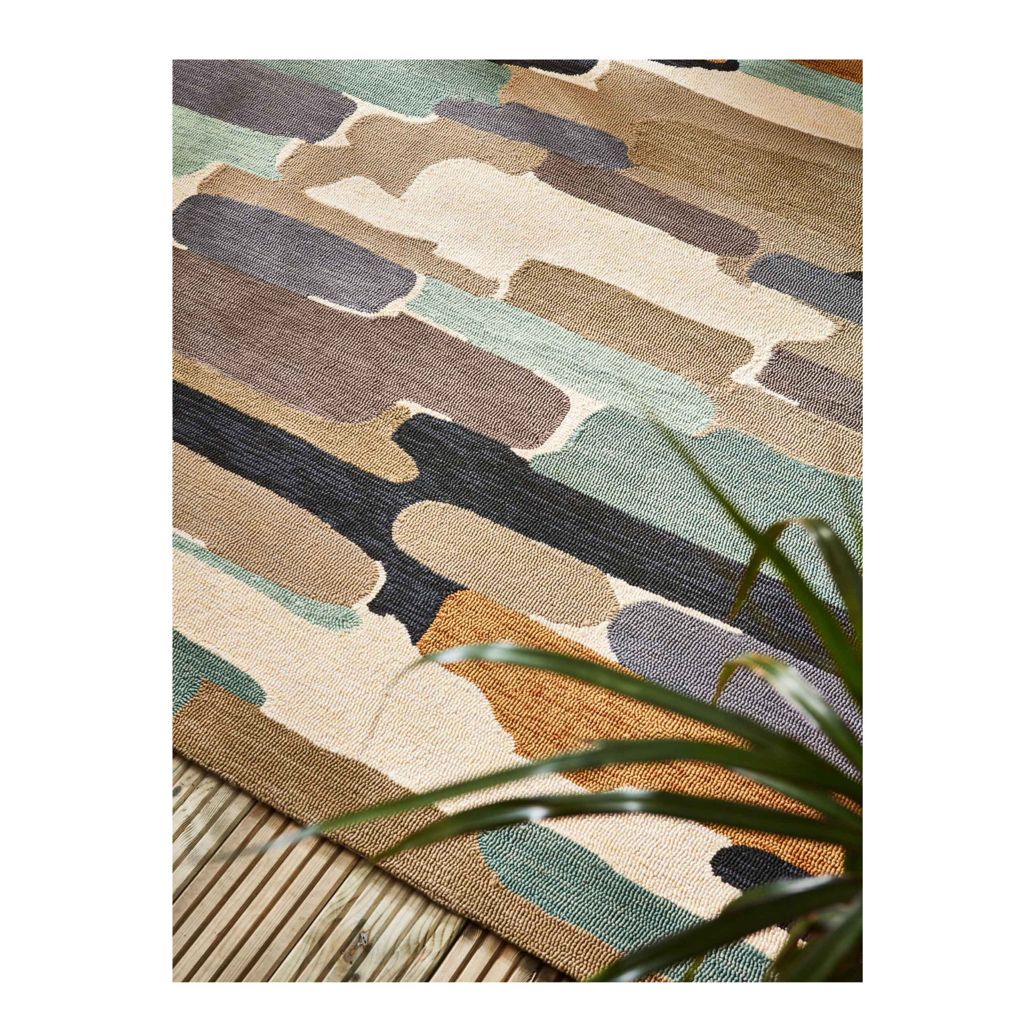 External rug Trattino Sea Glass beige-blue