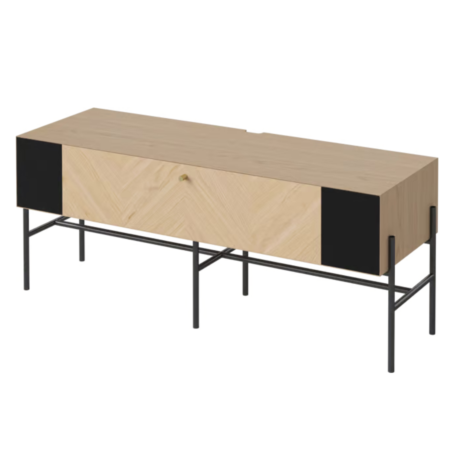 Skříňka s ozvučením LUXE bělené dubové dřevo s černým podstavcem