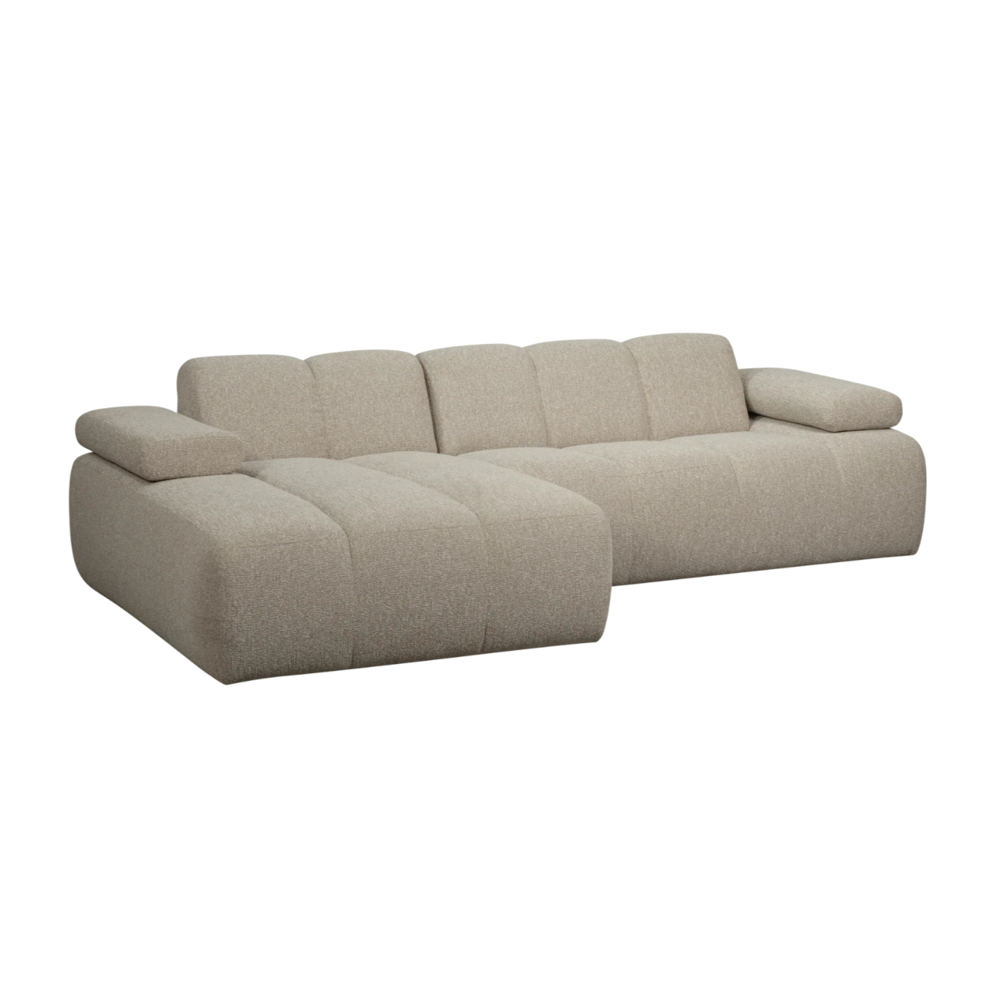 Left-facing modular corner sofa MOJO beige mélange bouclé