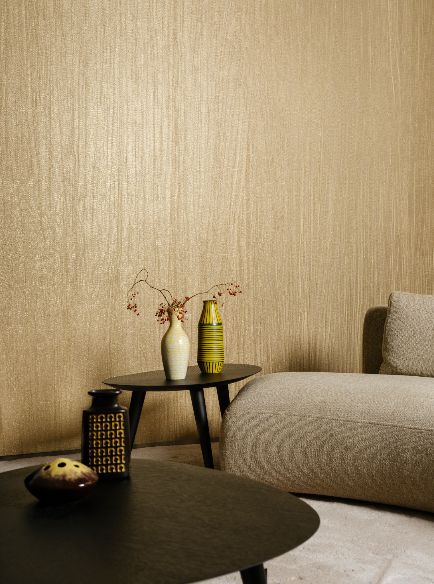 Pristine Open Weave Textile Wallpaper Gold