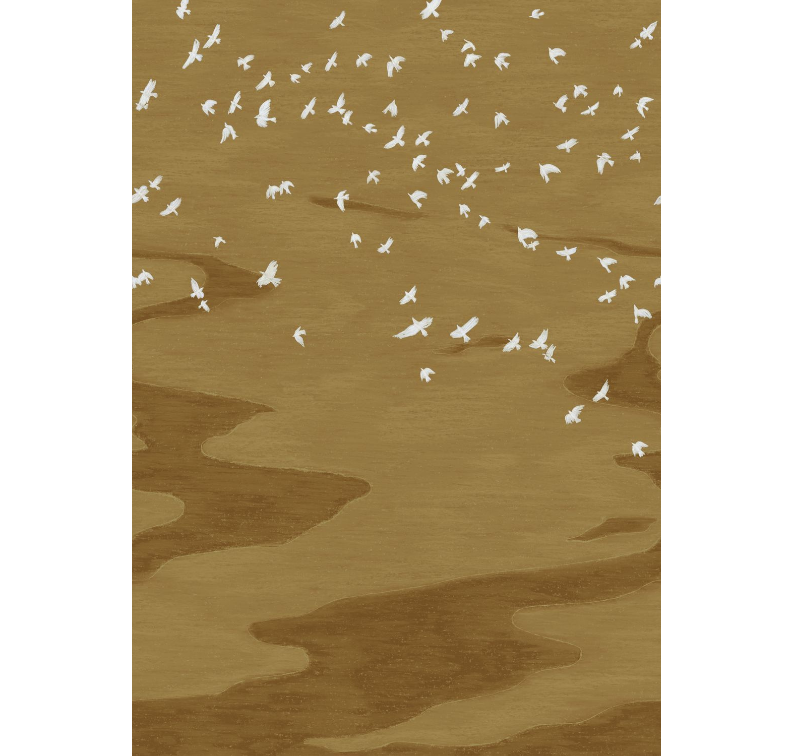 Nástěnná malba s motivem zvířat ptáků MIGRACE hnědá