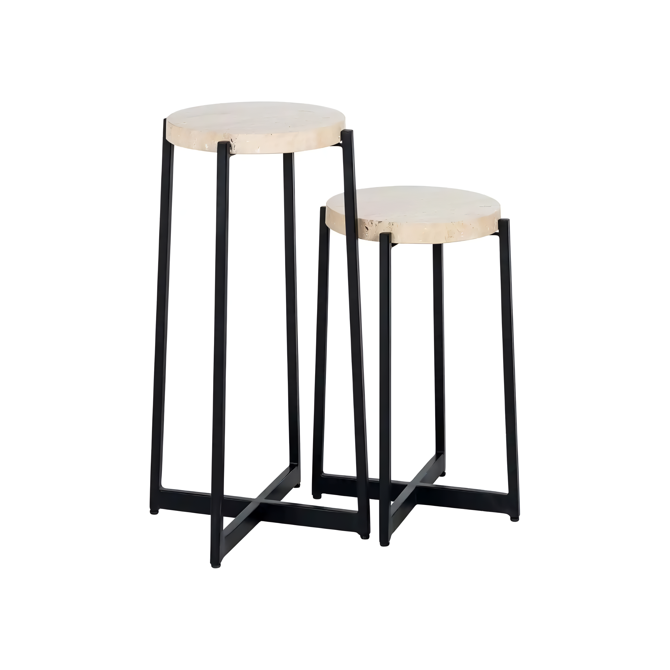 DILLINGER beige side table set with black base